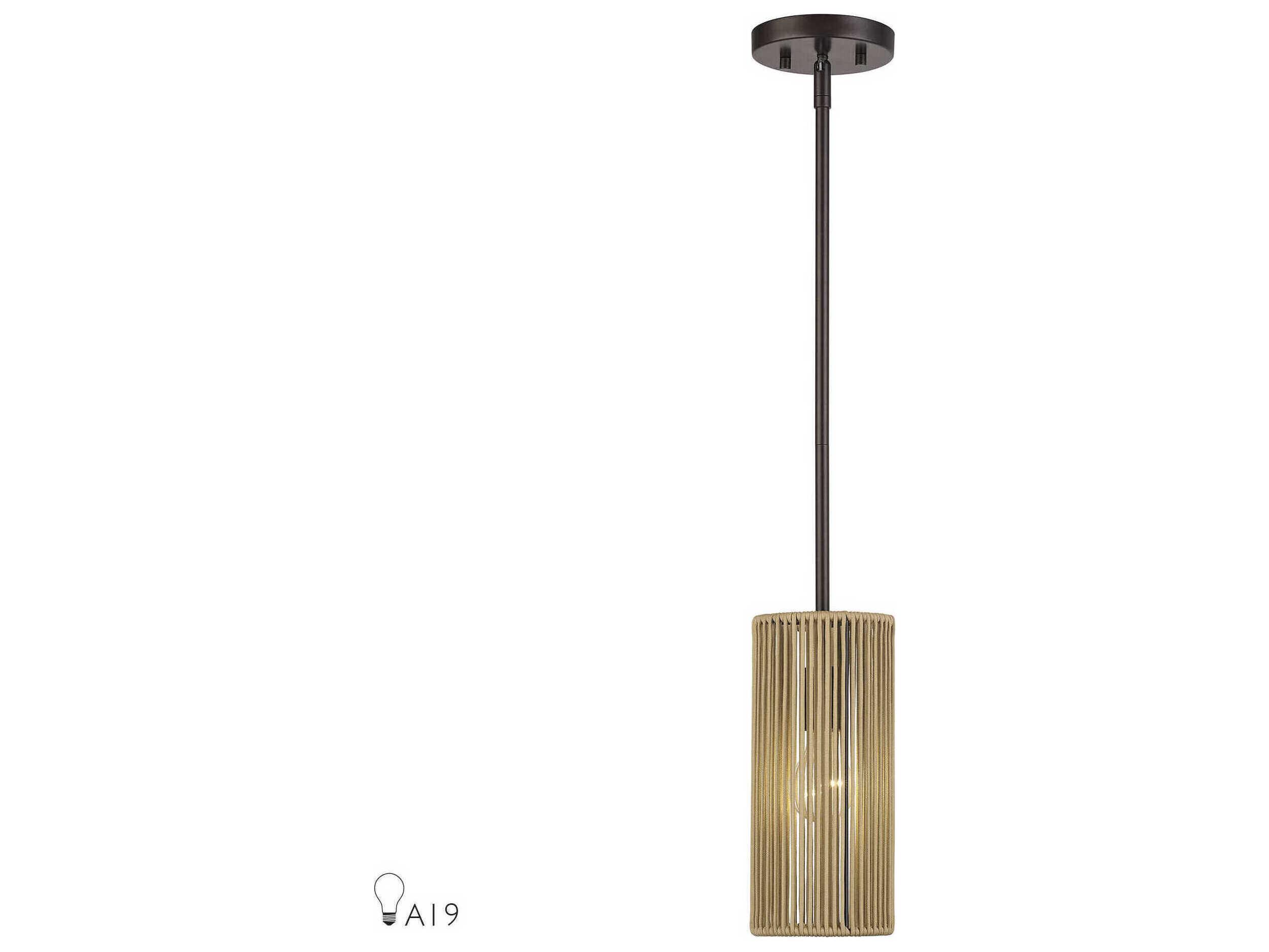 Livex Lighting Acordia 1-Light English Bronze Cylinder Mini Pendant