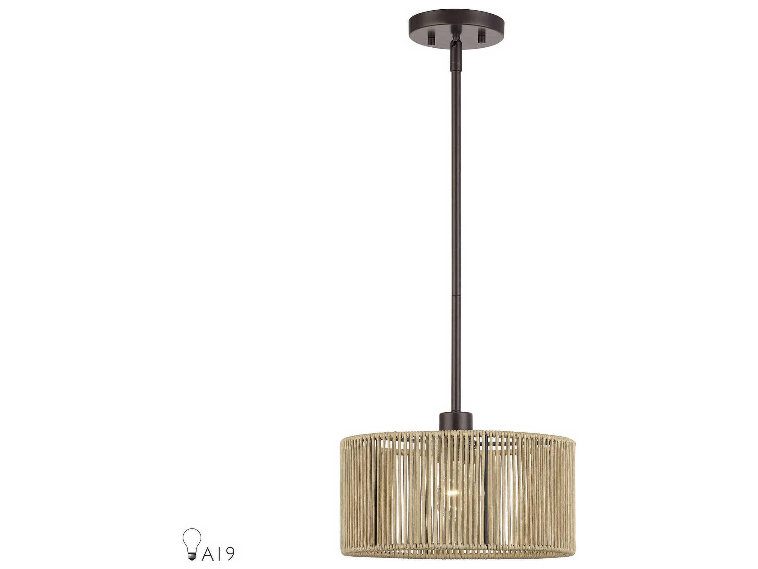 Livex Lighting Acordia 1-Light English Bronze Drum Mini Pendant