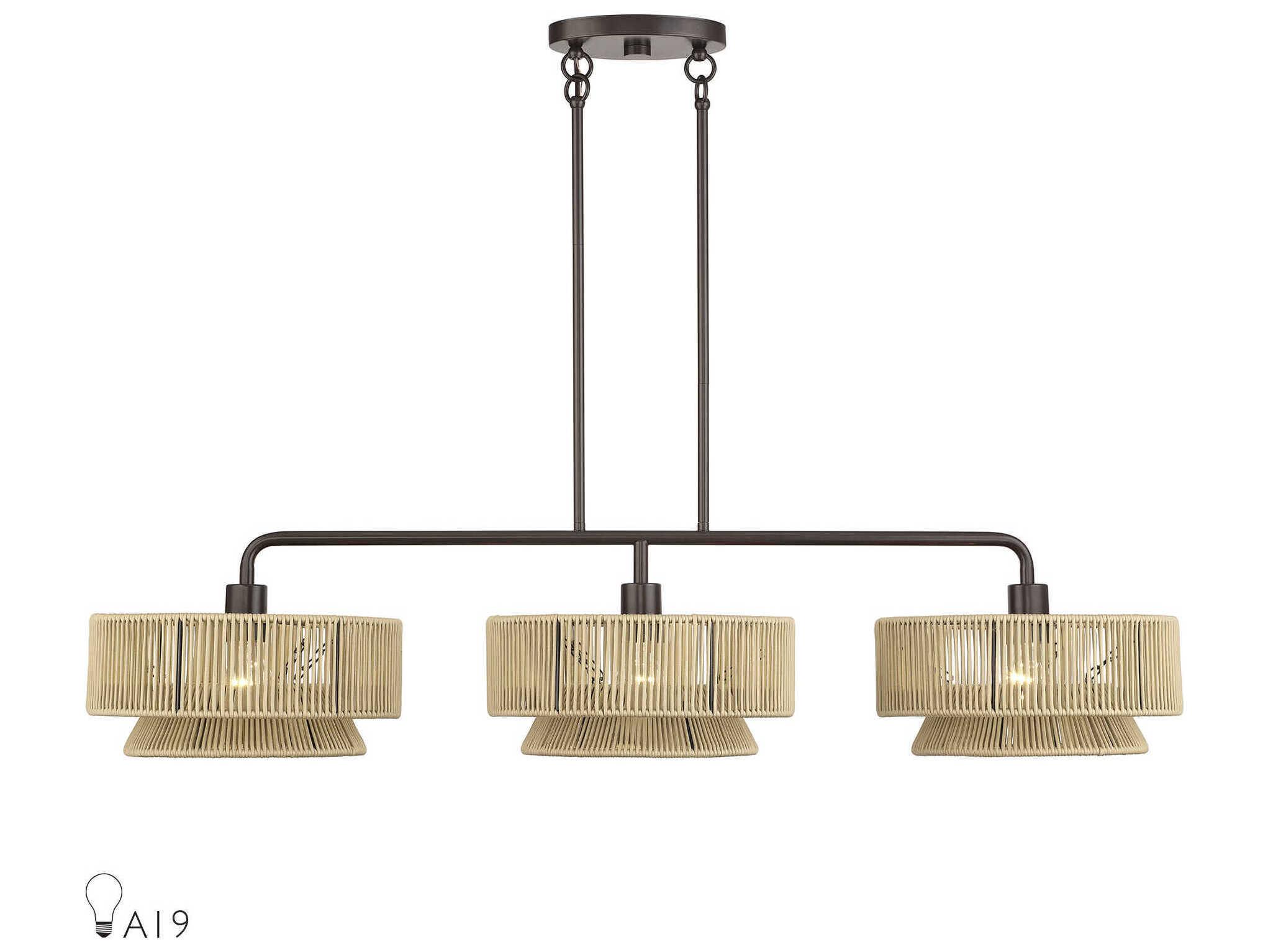 Livex Lighting Florell 3-Light English Bronze Drum Island Pendant