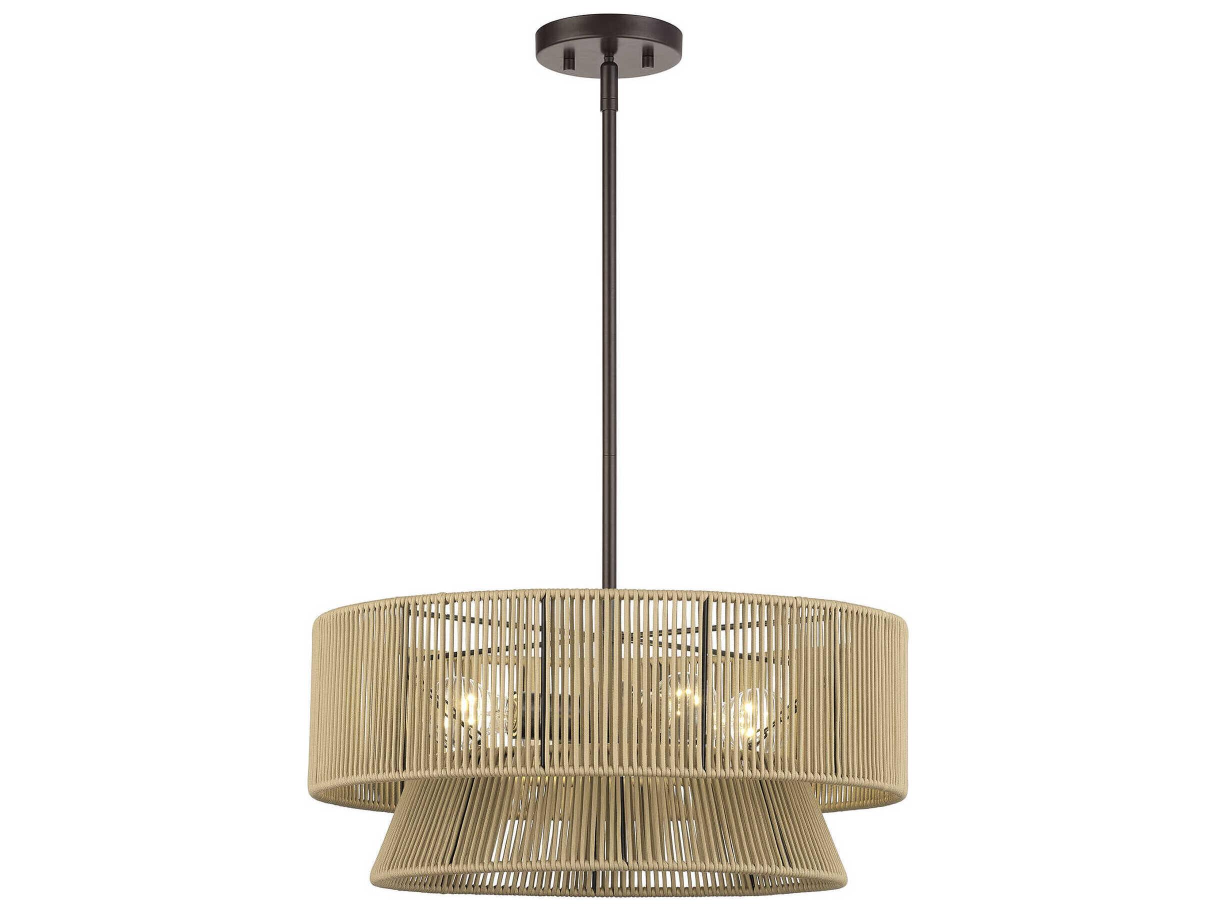 Livex Lighting Florell 4-Light English Bronze Drum Pendant
