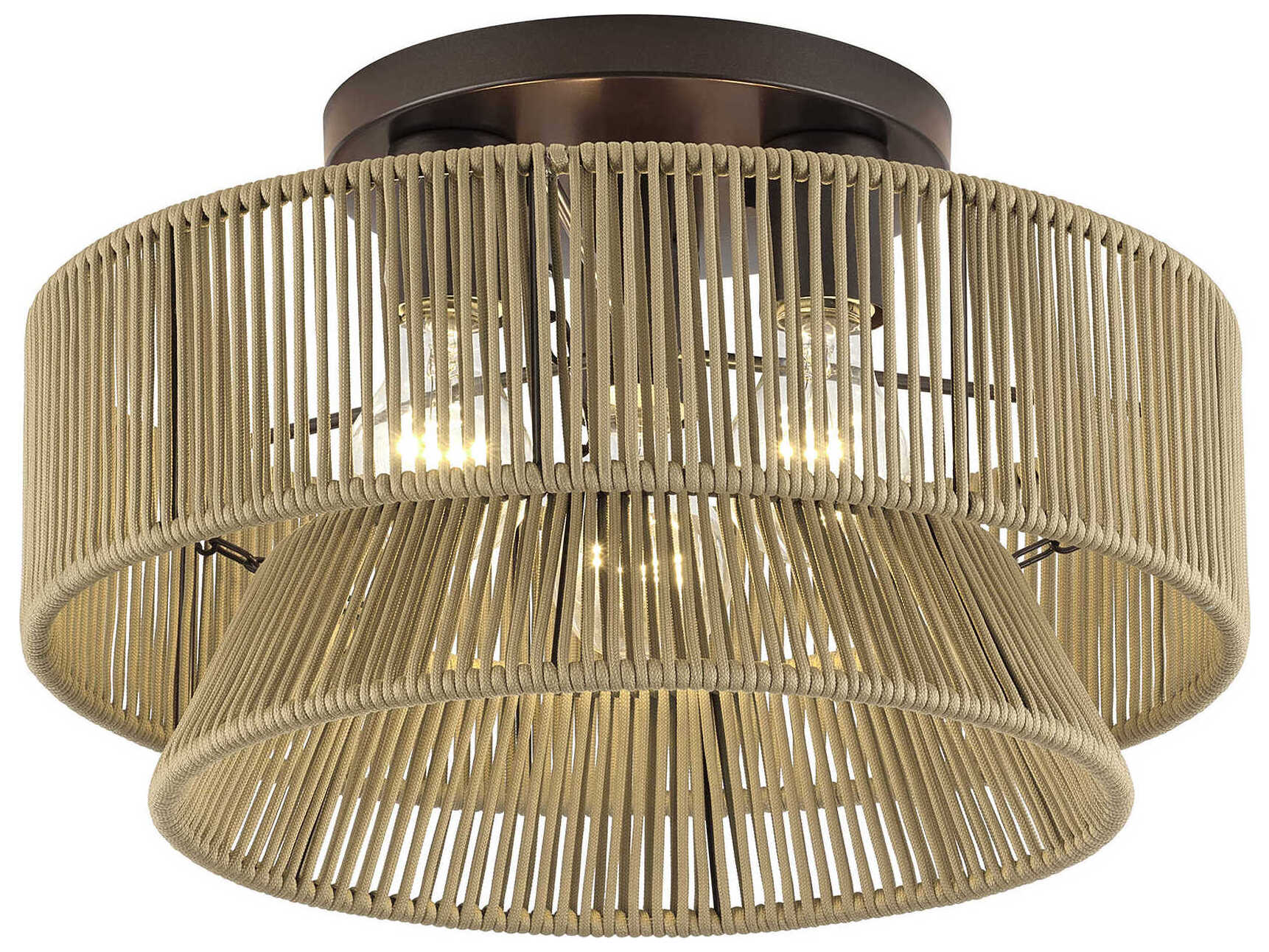 Livex Lighting Florell 3-Light English Bronze Drum Semi Flush Mount