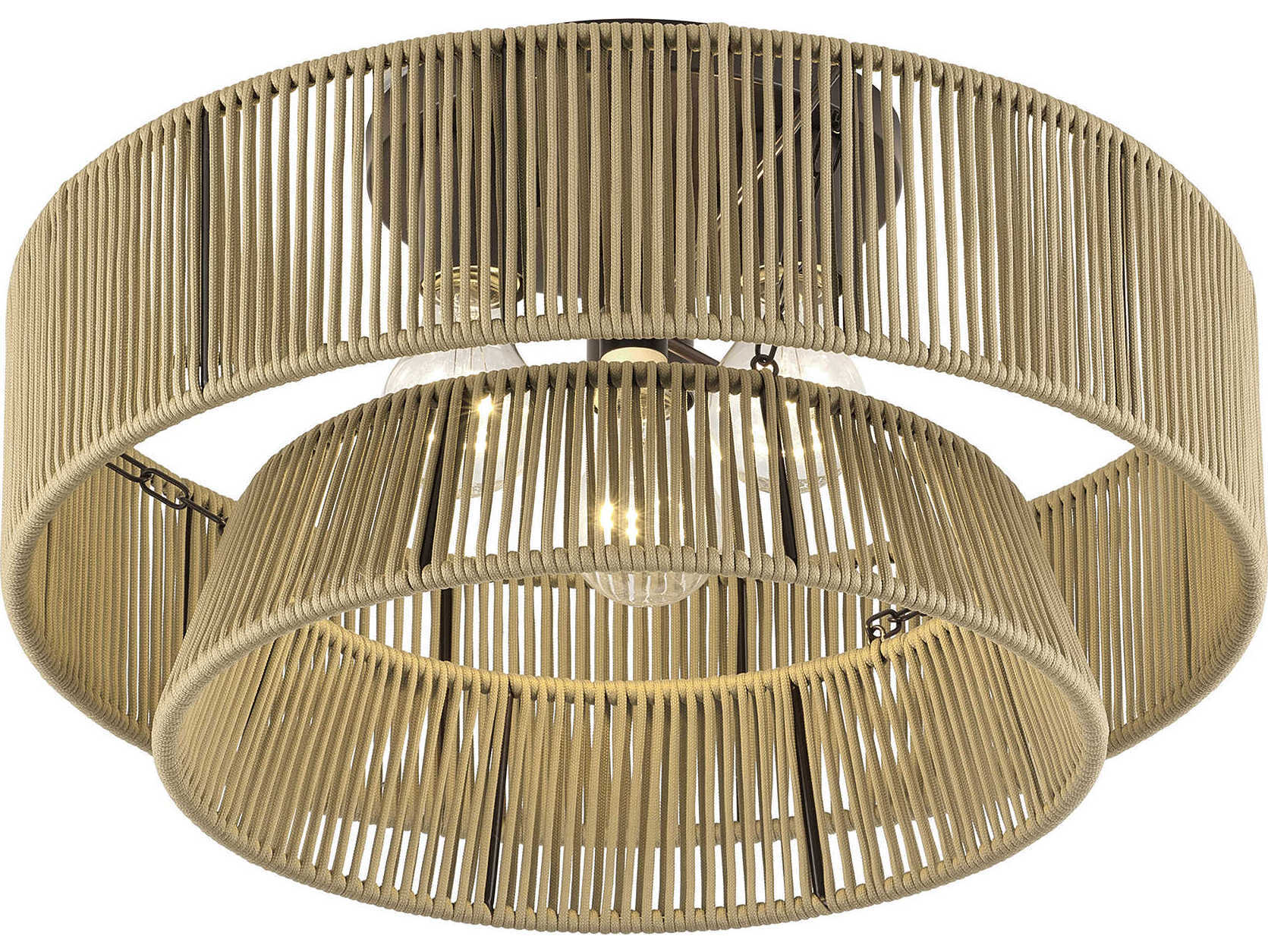 Livex Lighting Florell 3-Light English Bronze Drum Semi Flush Mount