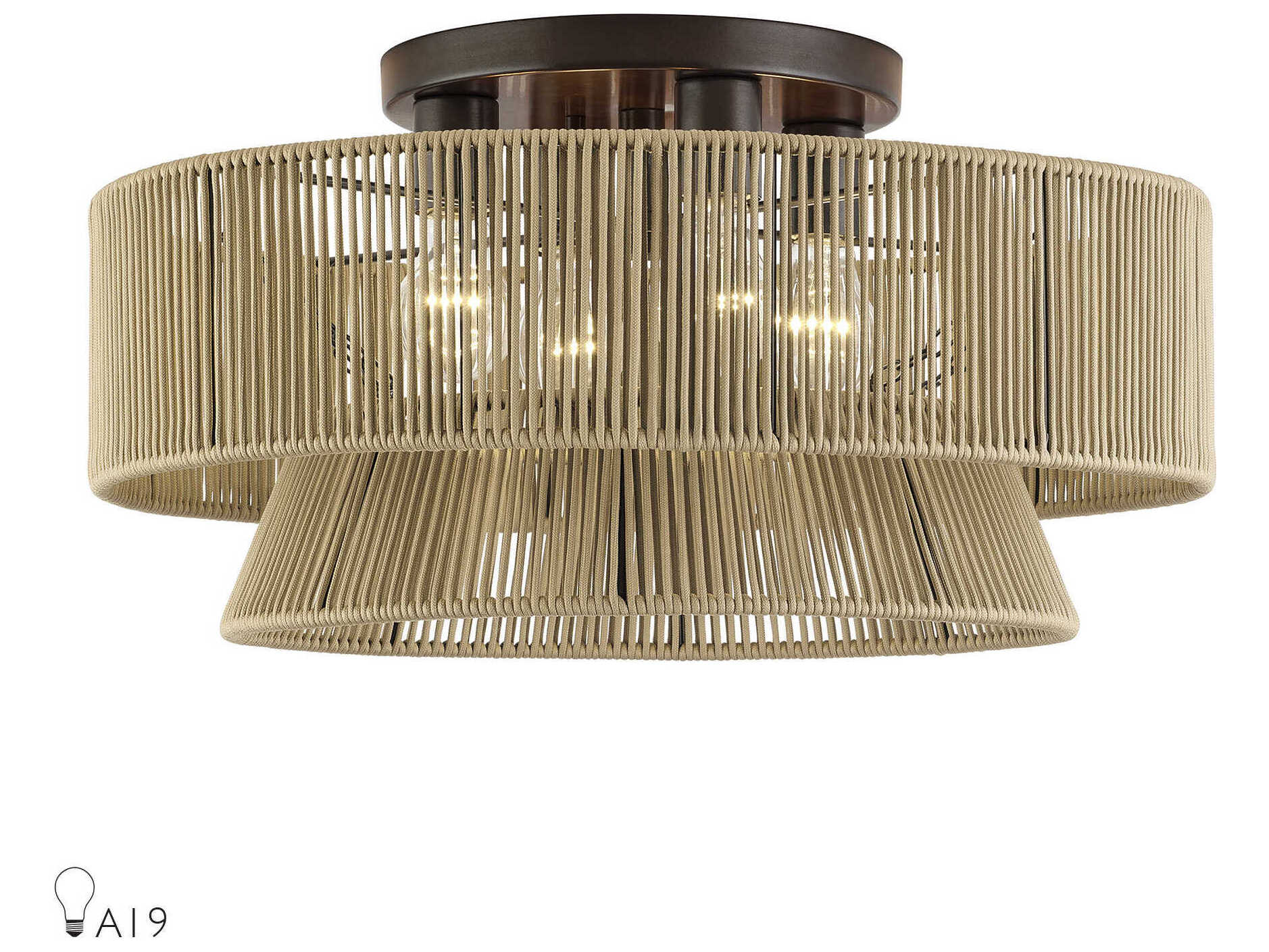 Livex Lighting Florell 4-Light English Bronze Drum Semi Flush Mount