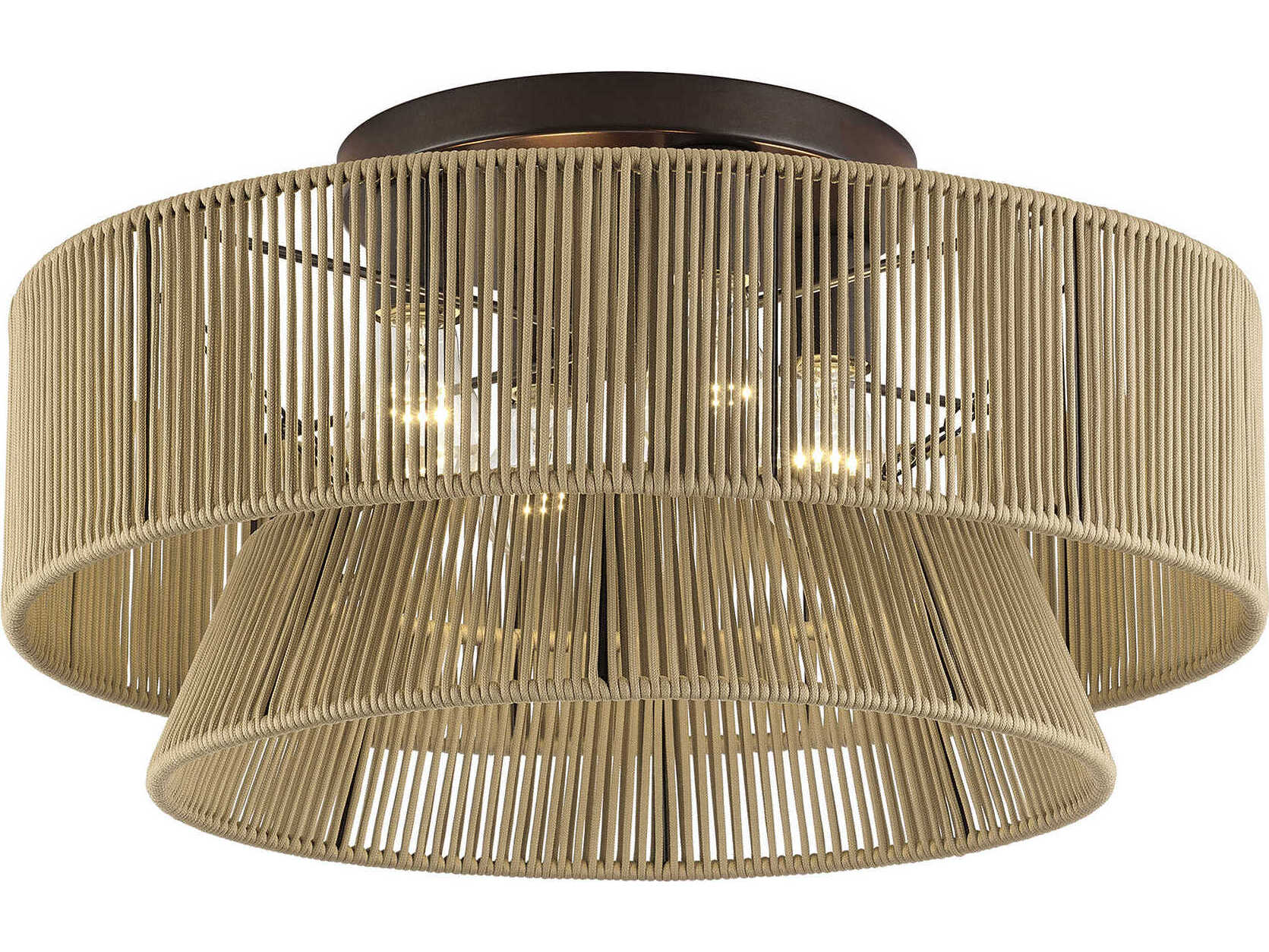 Livex Lighting Florell 4-Light English Bronze Drum Semi Flush Mount