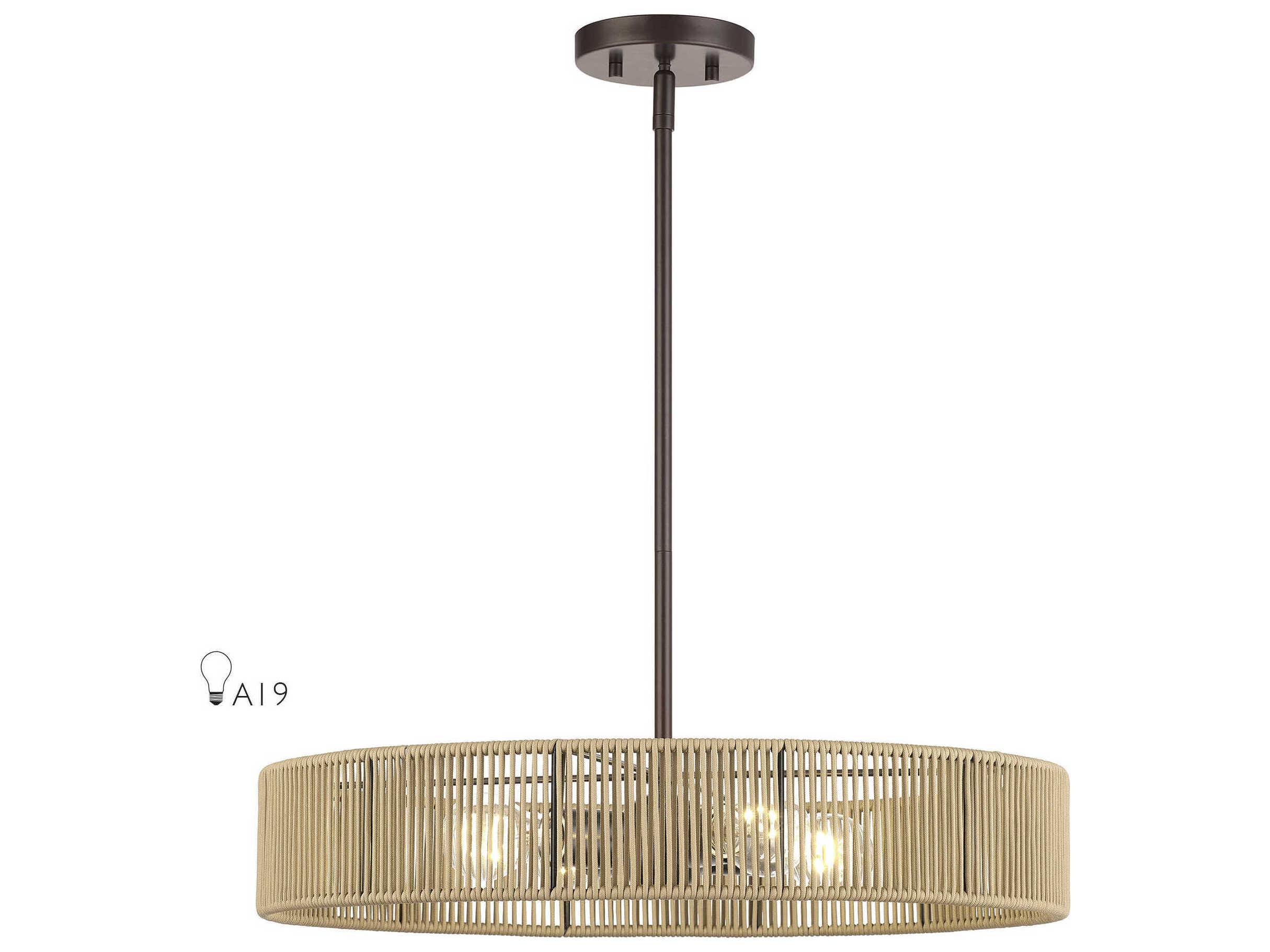 Livex Lighting Goldiemesh 4-Light English Bronze Drum Pendant