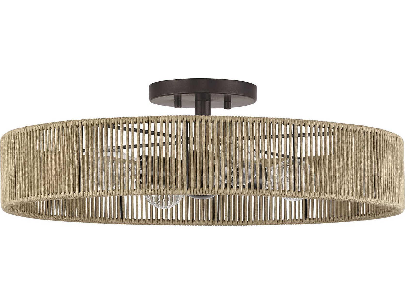 Livex Lighting Goldiemesh 4-Light English Bronze Drum Semi Flush Mount