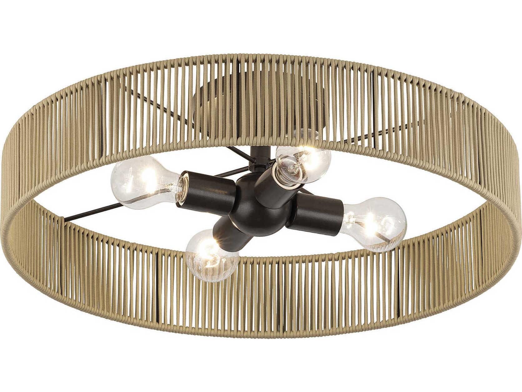 Livex Lighting Goldiemesh 4-Light English Bronze Drum Semi Flush Mount