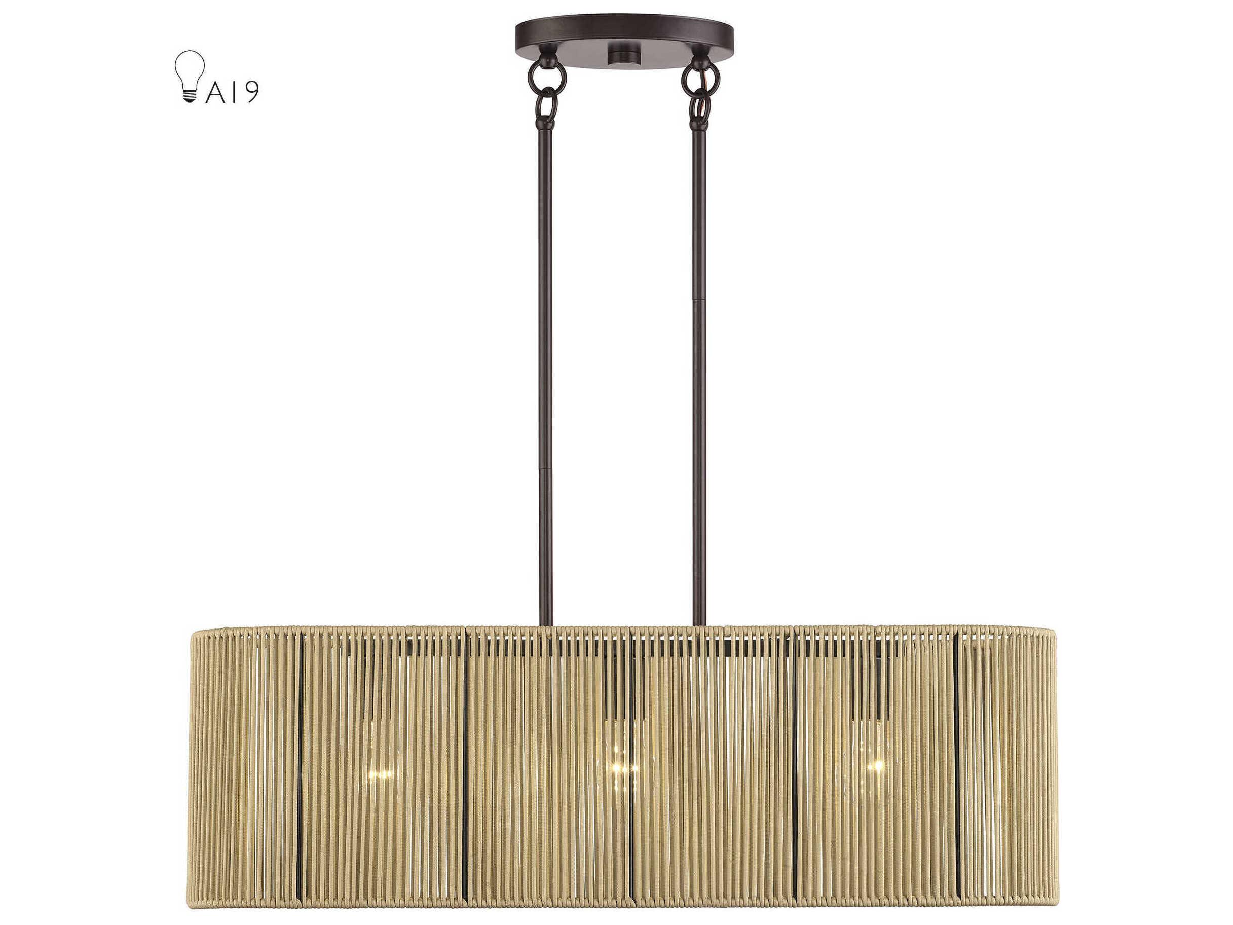 Livex Lighting Goldiemesh 3-Light English Bronze Drum Island Pendant