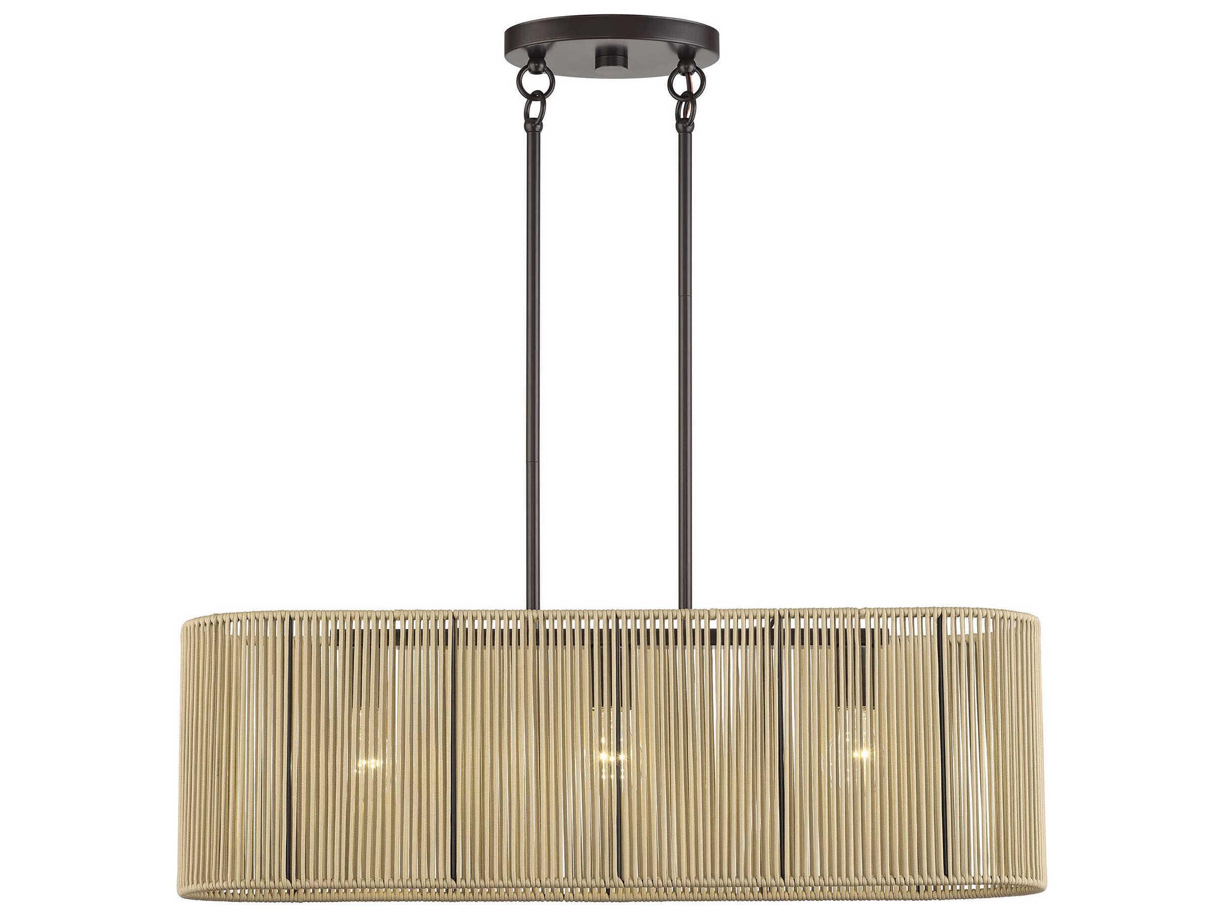 Livex Lighting Goldiemesh 3-Light English Bronze Drum Island Pendant