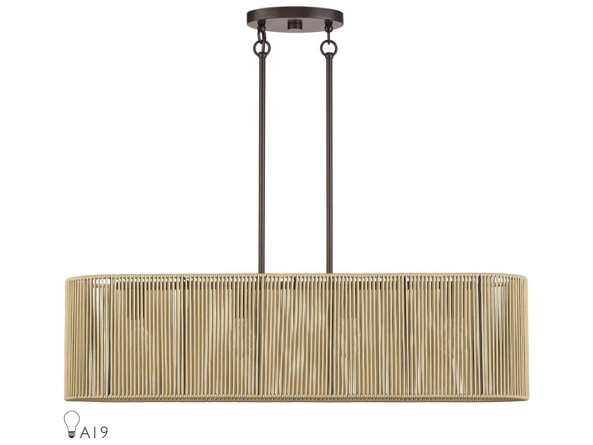 Livex Lighting Goldiemesh 4-Light English Bronze Drum Island Pendant