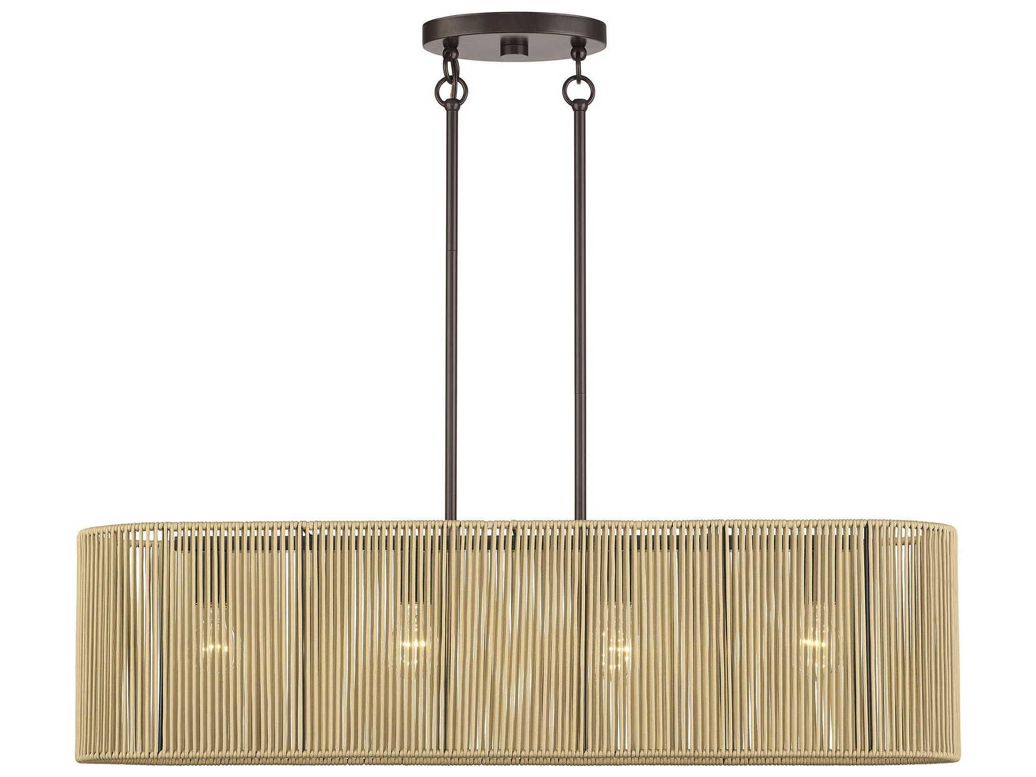 Livex Lighting Goldiemesh 4-Light English Bronze Drum Island Pendant
