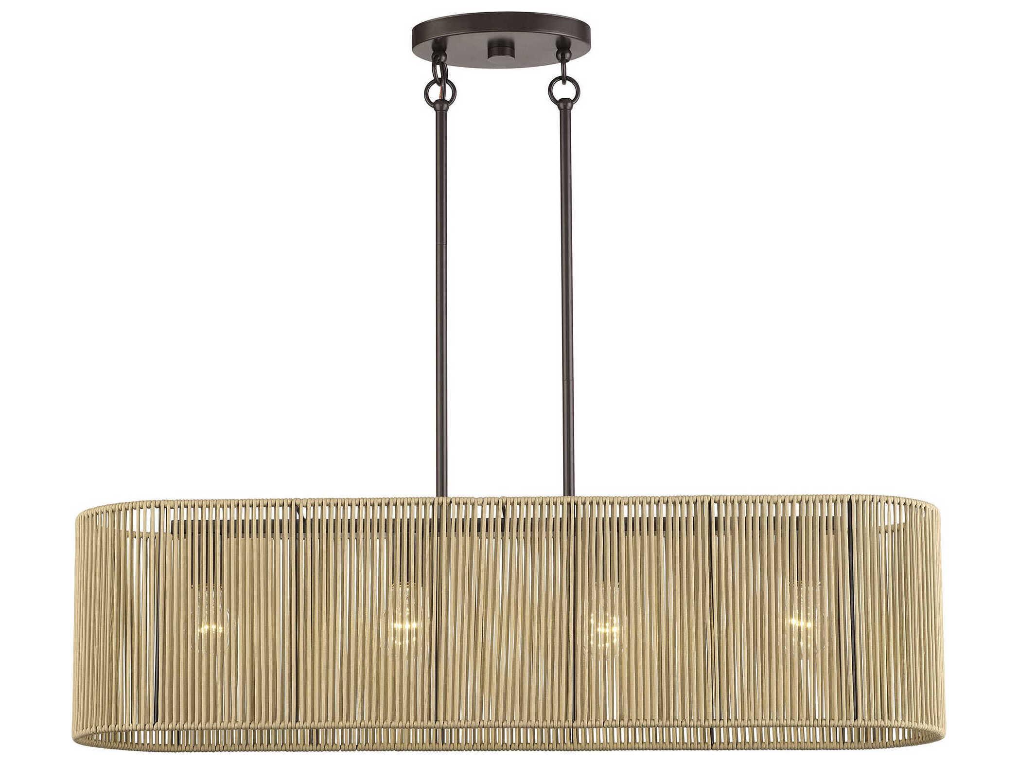 Livex Lighting Goldiemesh 4-Light English Bronze Drum Island Pendant