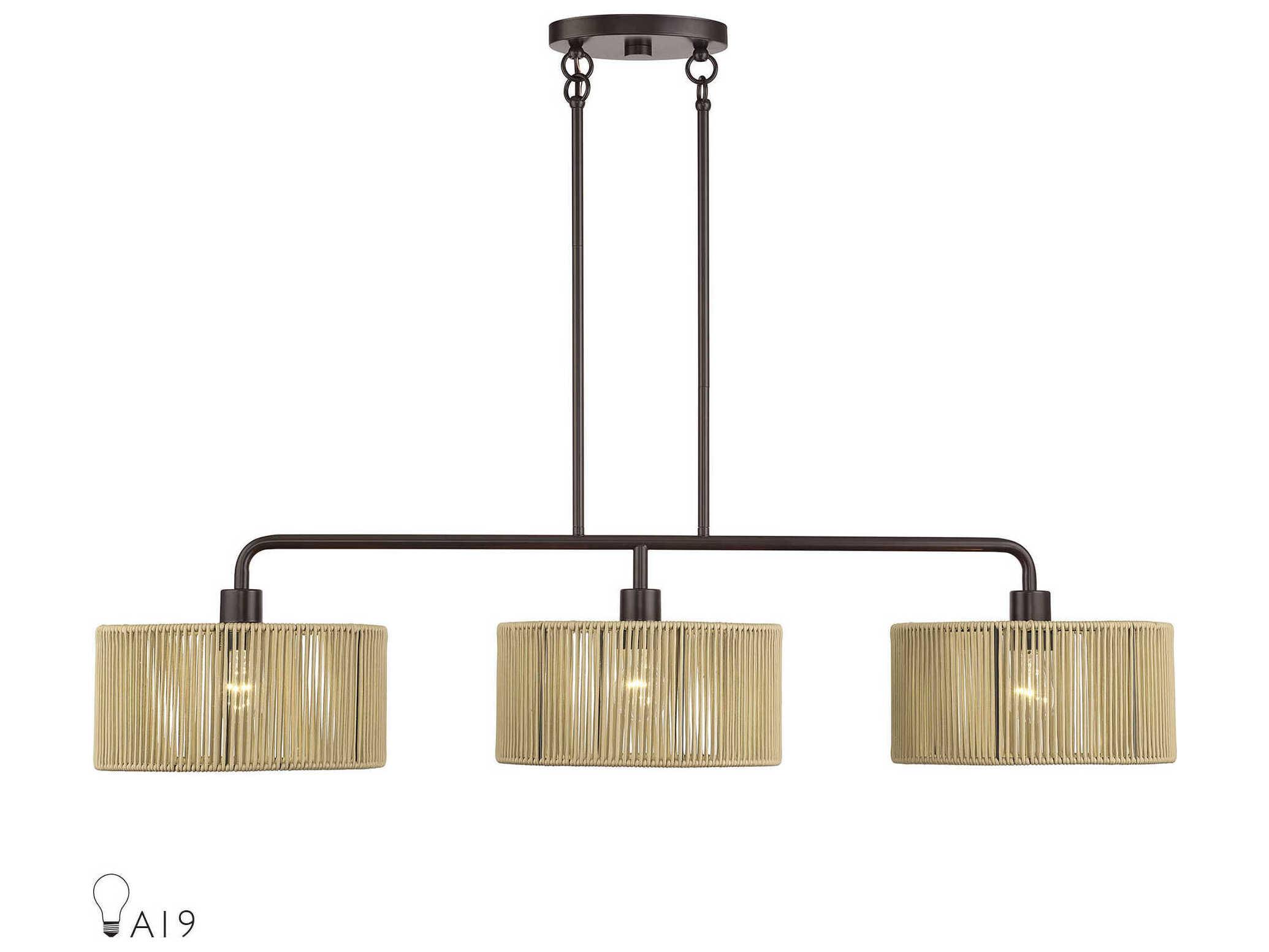 Livex Lighting Goldiemesh 3-Light English Bronze Drum Island Pendant