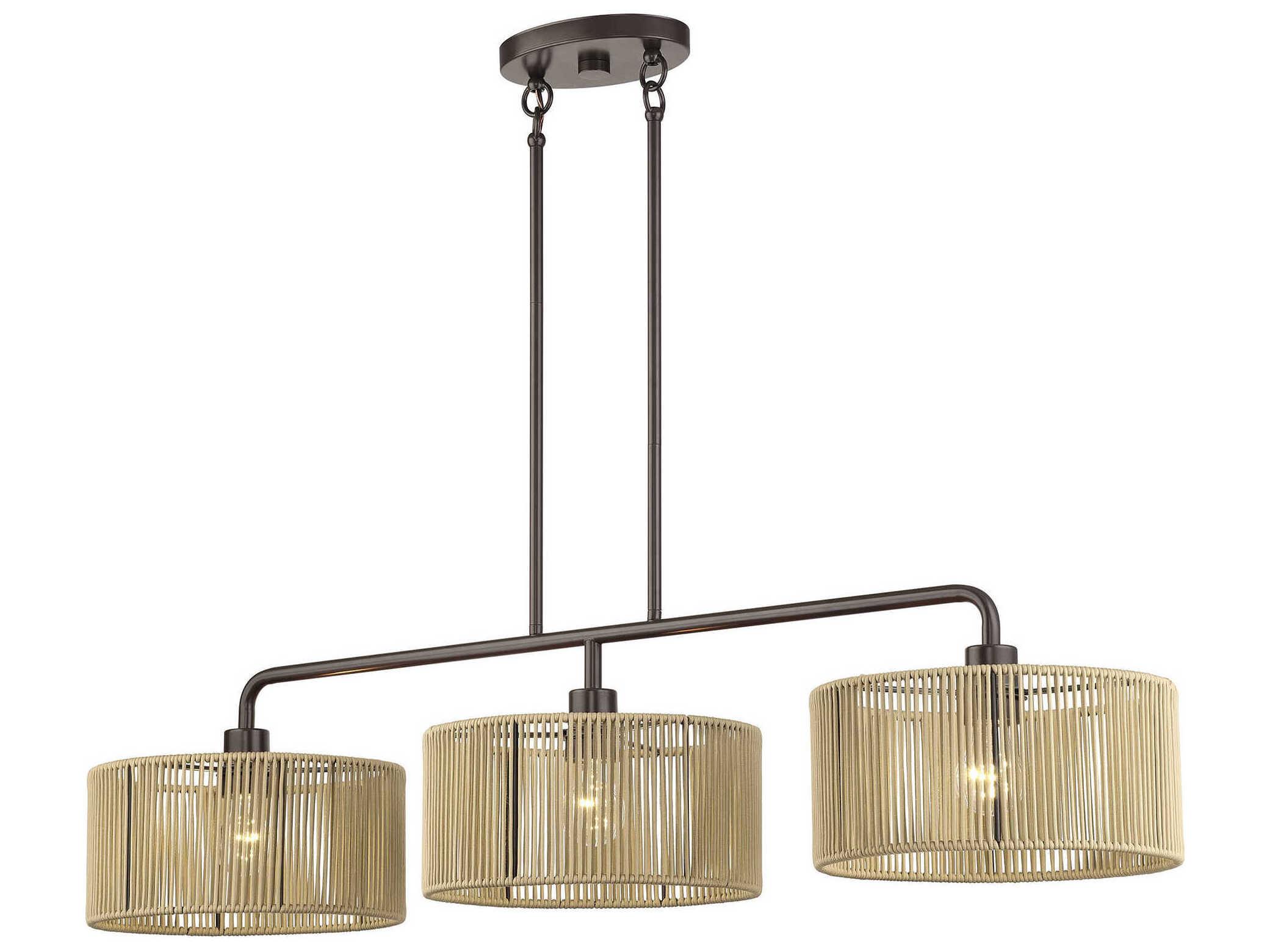 Livex Lighting Goldiemesh 3-Light English Bronze Drum Island Pendant