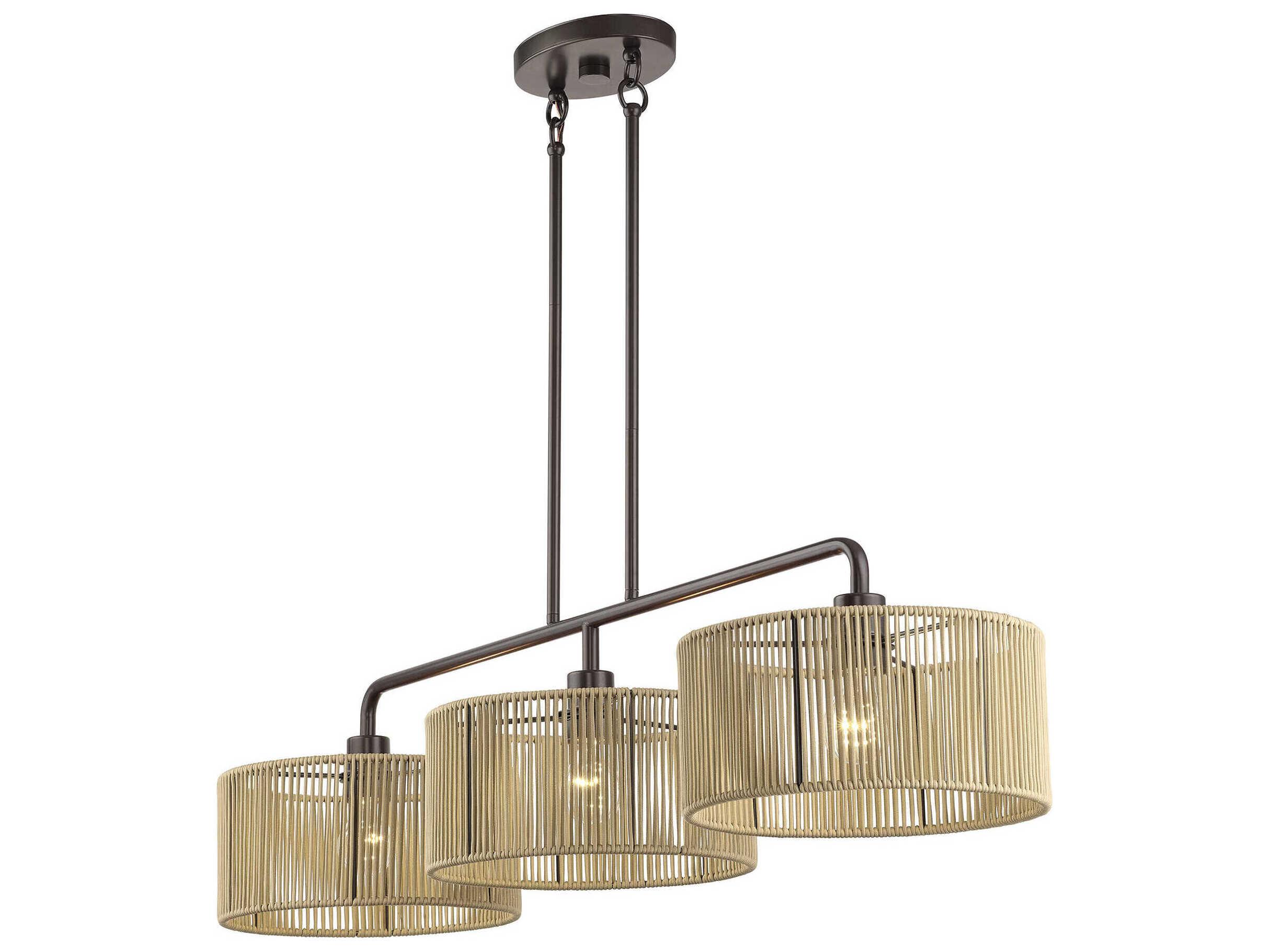 Livex Lighting Goldiemesh 3-Light English Bronze Drum Island Pendant