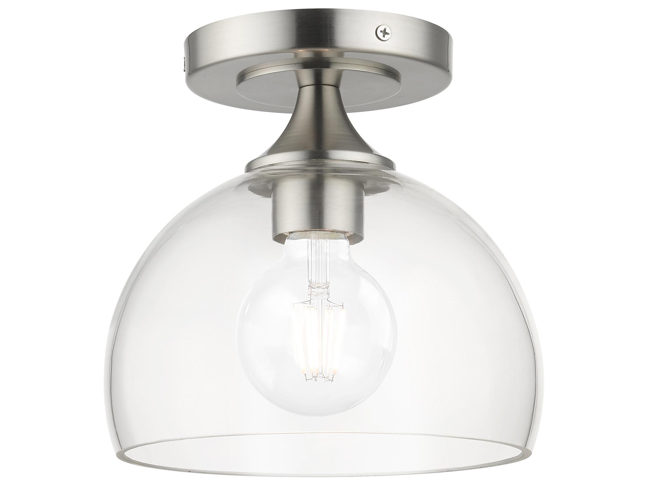 Livex Lighting Glendon 1-Light Brushed Nickel Glass Dome Semi Flush Mount