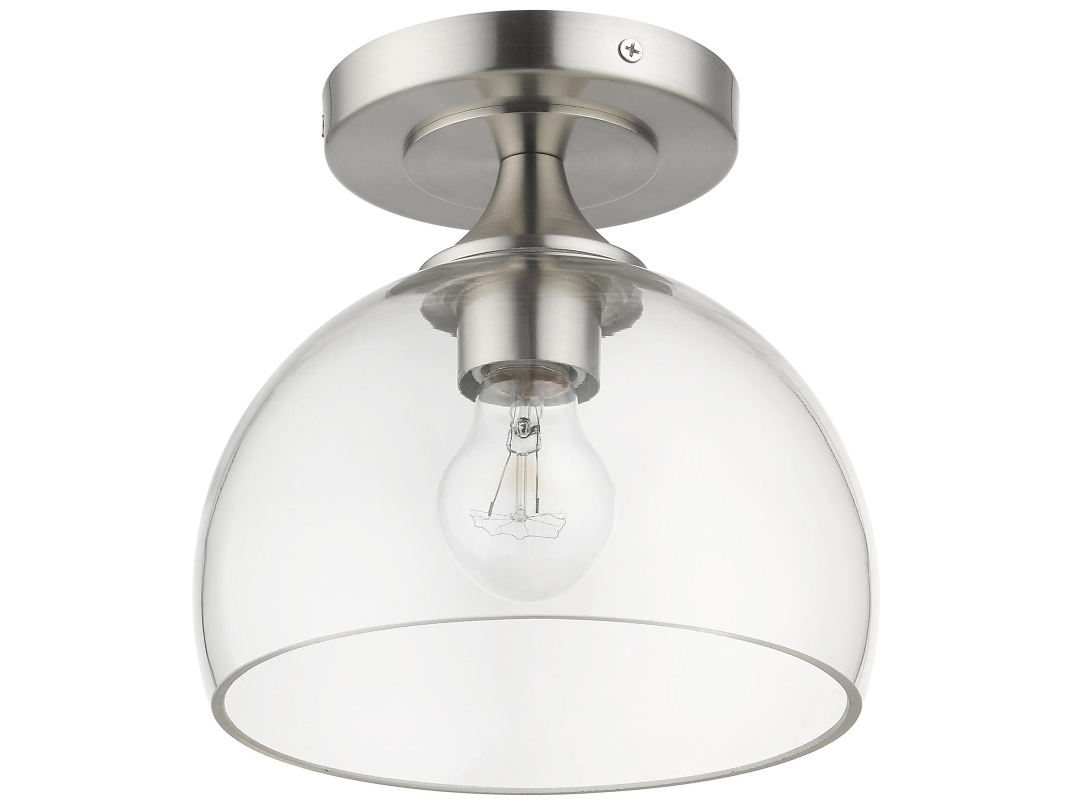 Livex Lighting Glendon 1-Light Brushed Nickel Glass Dome Semi Flush Mount