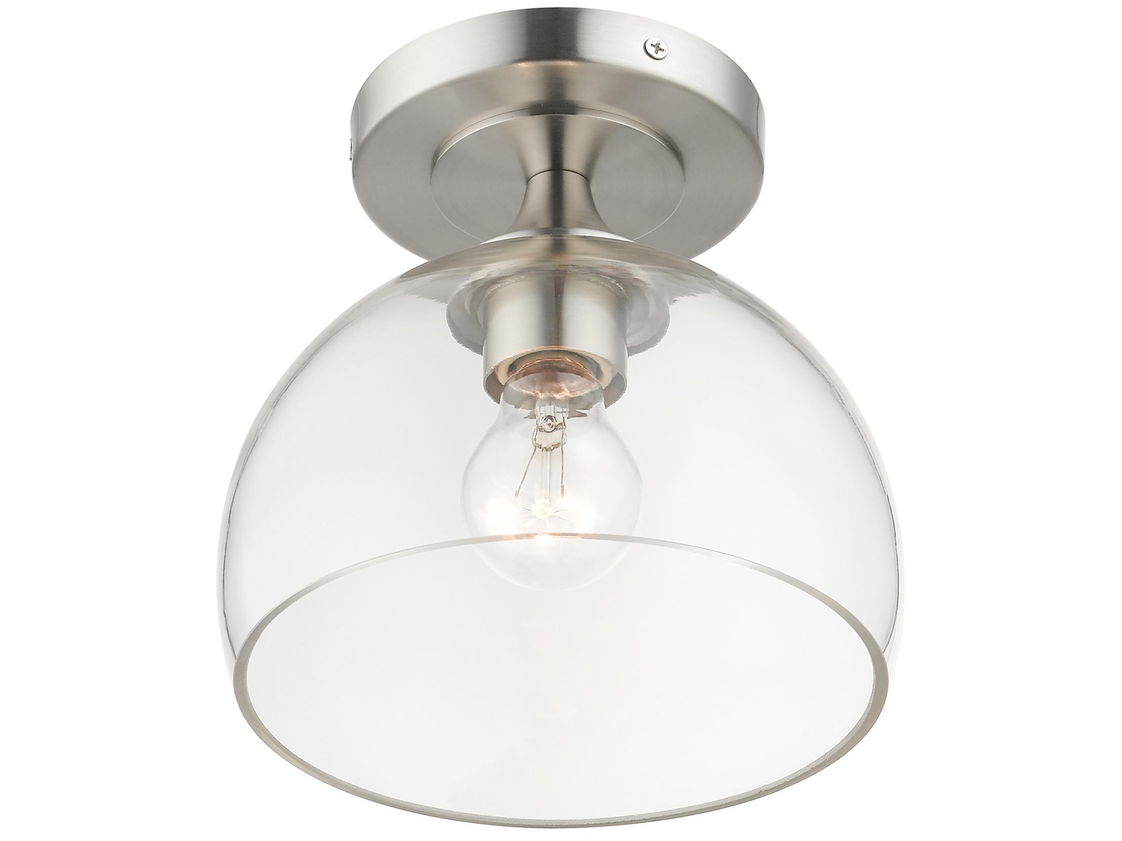 Livex Lighting Glendon 1-Light Brushed Nickel Glass Dome Semi Flush Mount