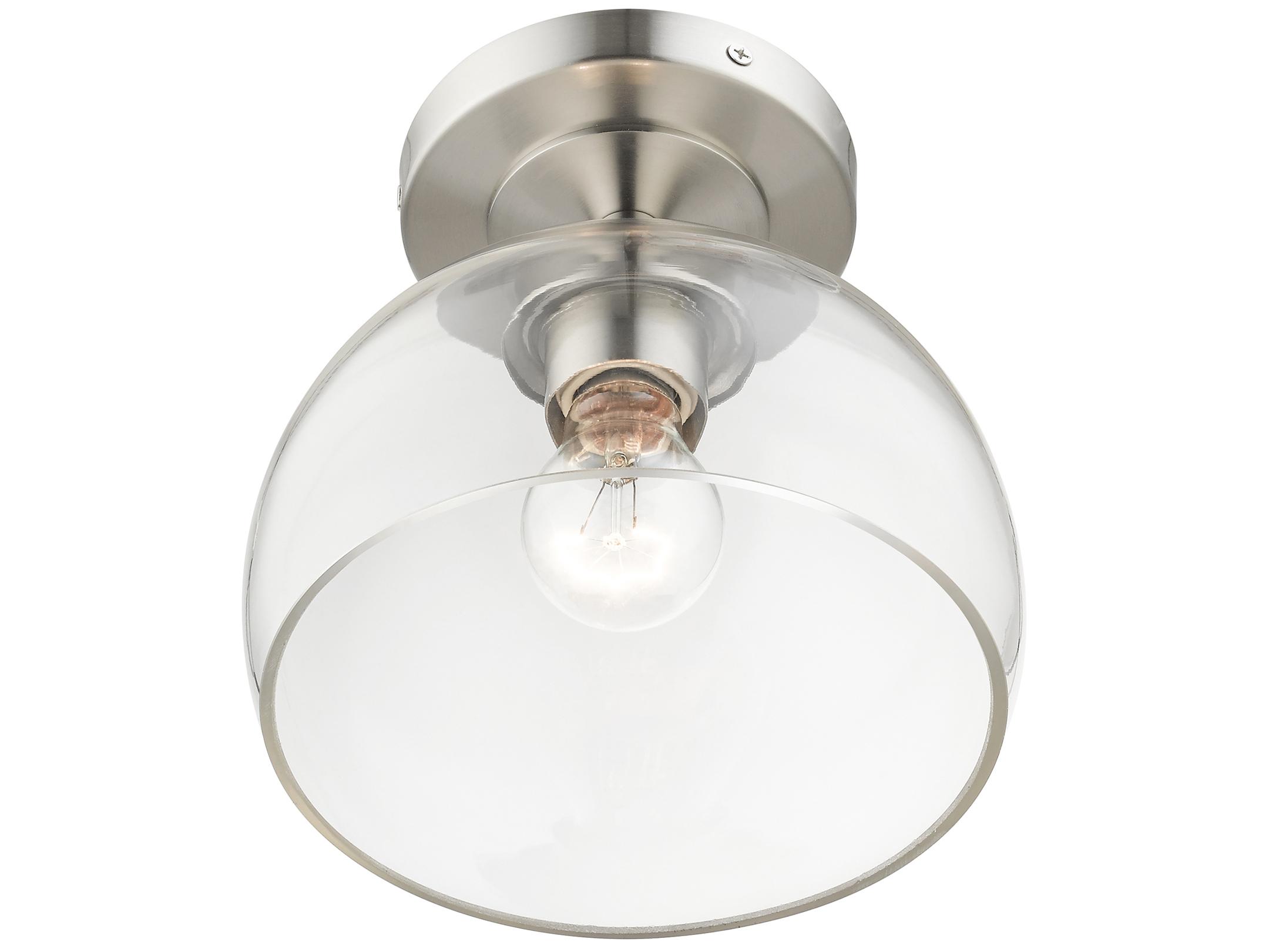 Livex Lighting Glendon 1-Light Brushed Nickel Glass Dome Semi Flush Mount