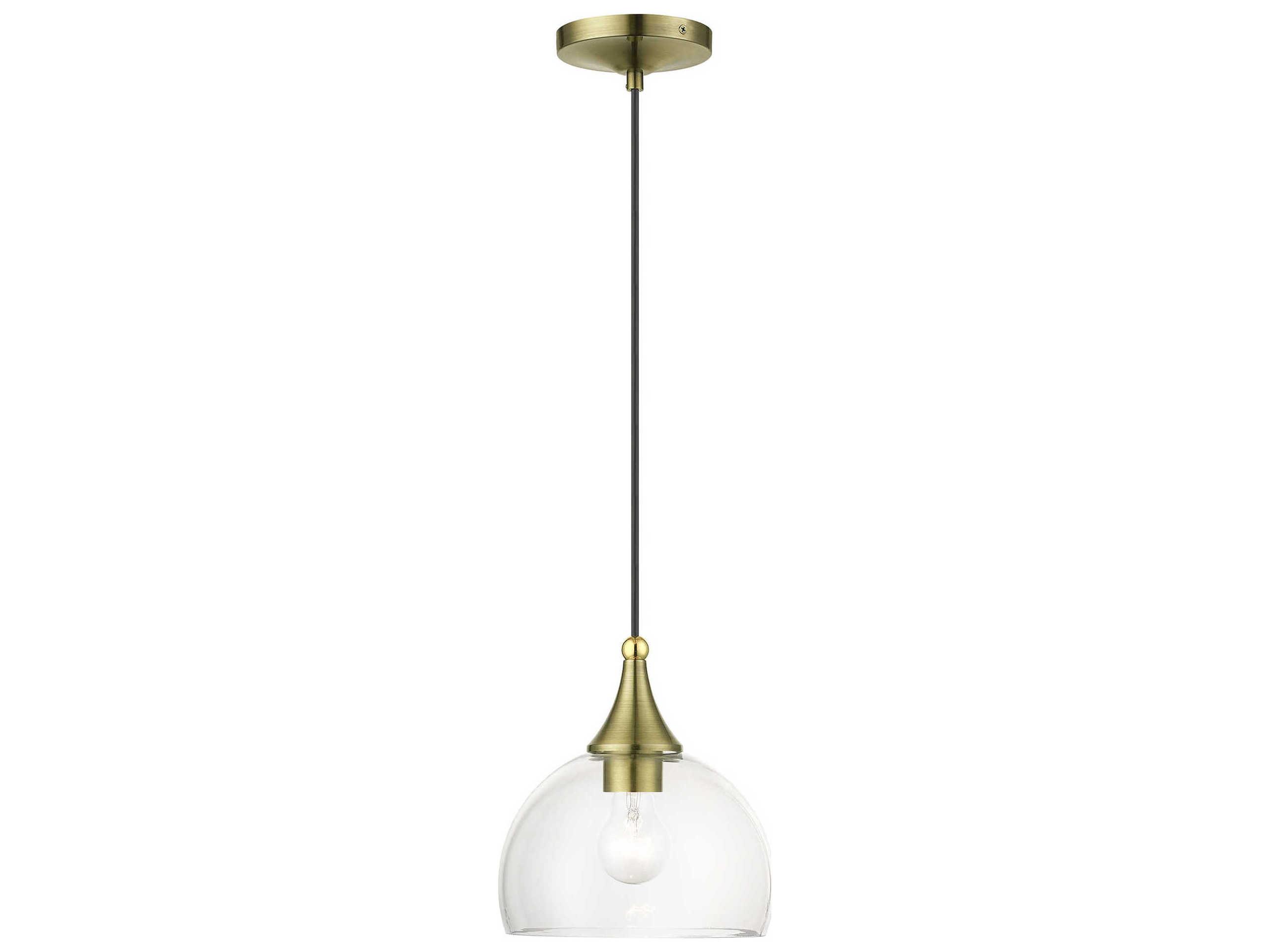 Livex Lighting Glendon 1-Light Antique Brass Polished Glass Dome Mini Pendant