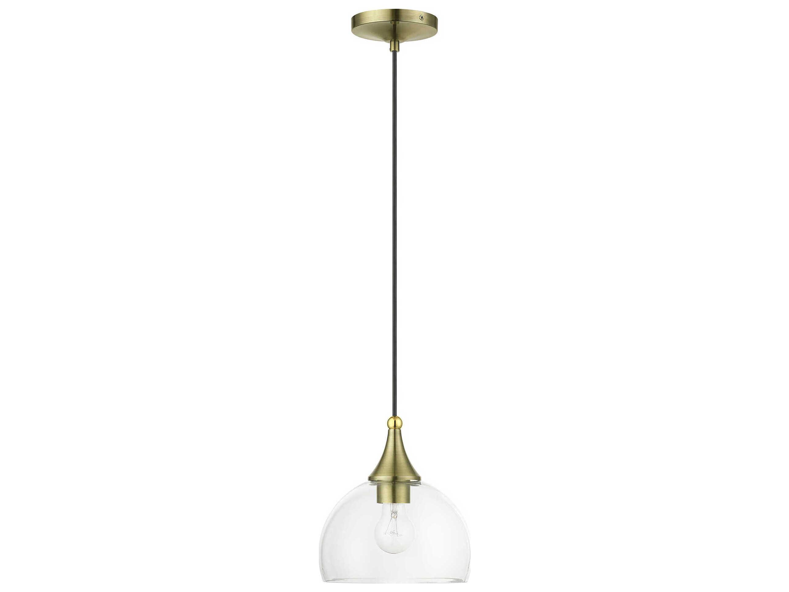 Livex Lighting Glendon 1-Light Antique Brass Polished Glass Dome Mini Pendant