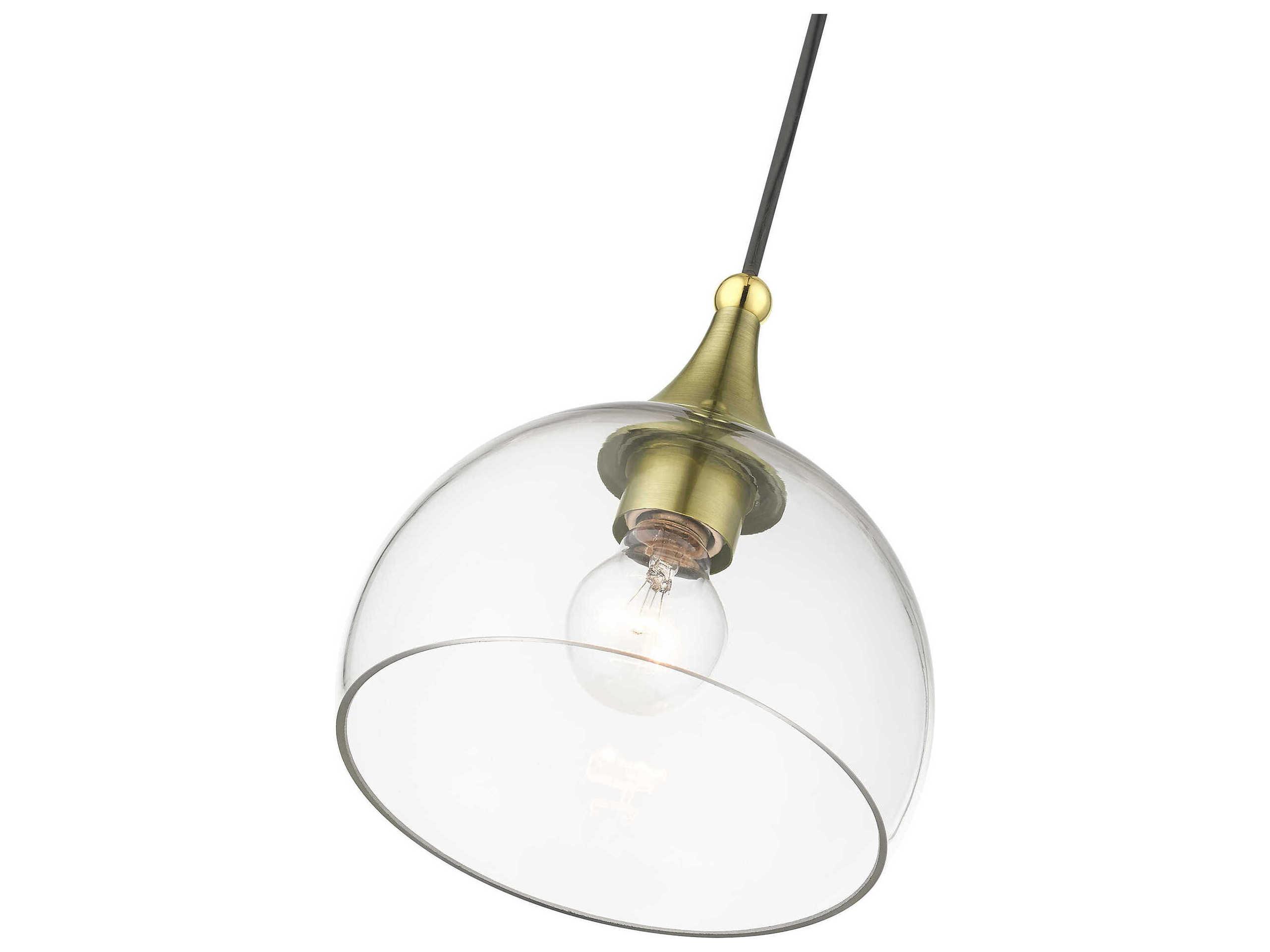 Livex Lighting Glendon 1-Light Antique Brass Polished Glass Dome Mini Pendant