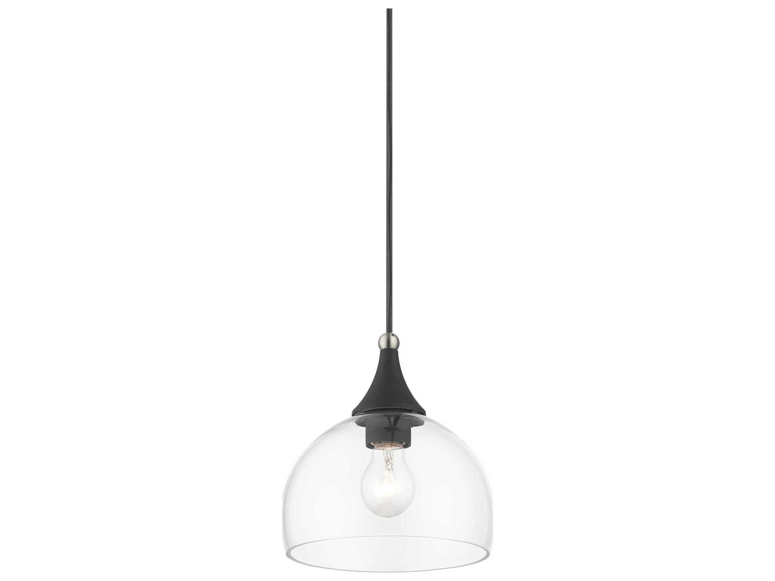 Livex Lighting Glendon 1-Light Black Brushed Nickel Glass Dome Mini Pendant