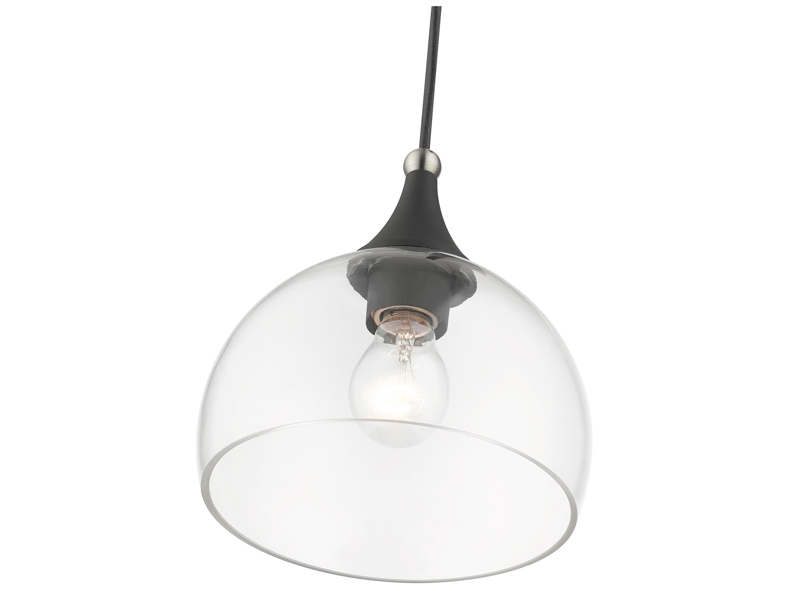 Livex Lighting Glendon 1-Light Black Brushed Nickel Glass Dome Mini Pendant