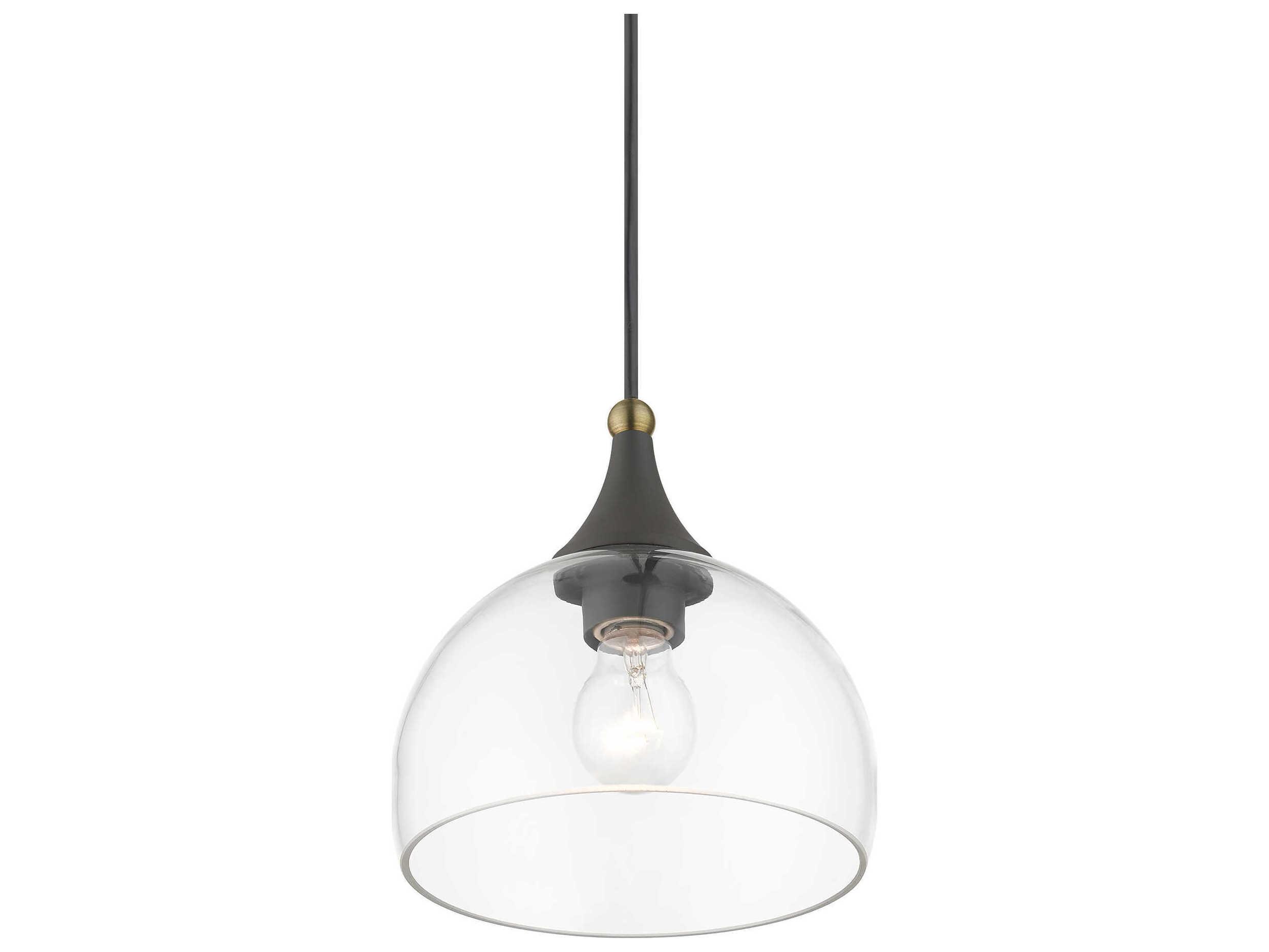 Livex Lighting Glendon 1-Light Bronze Antique Brass Glass Dome Mini Pendant