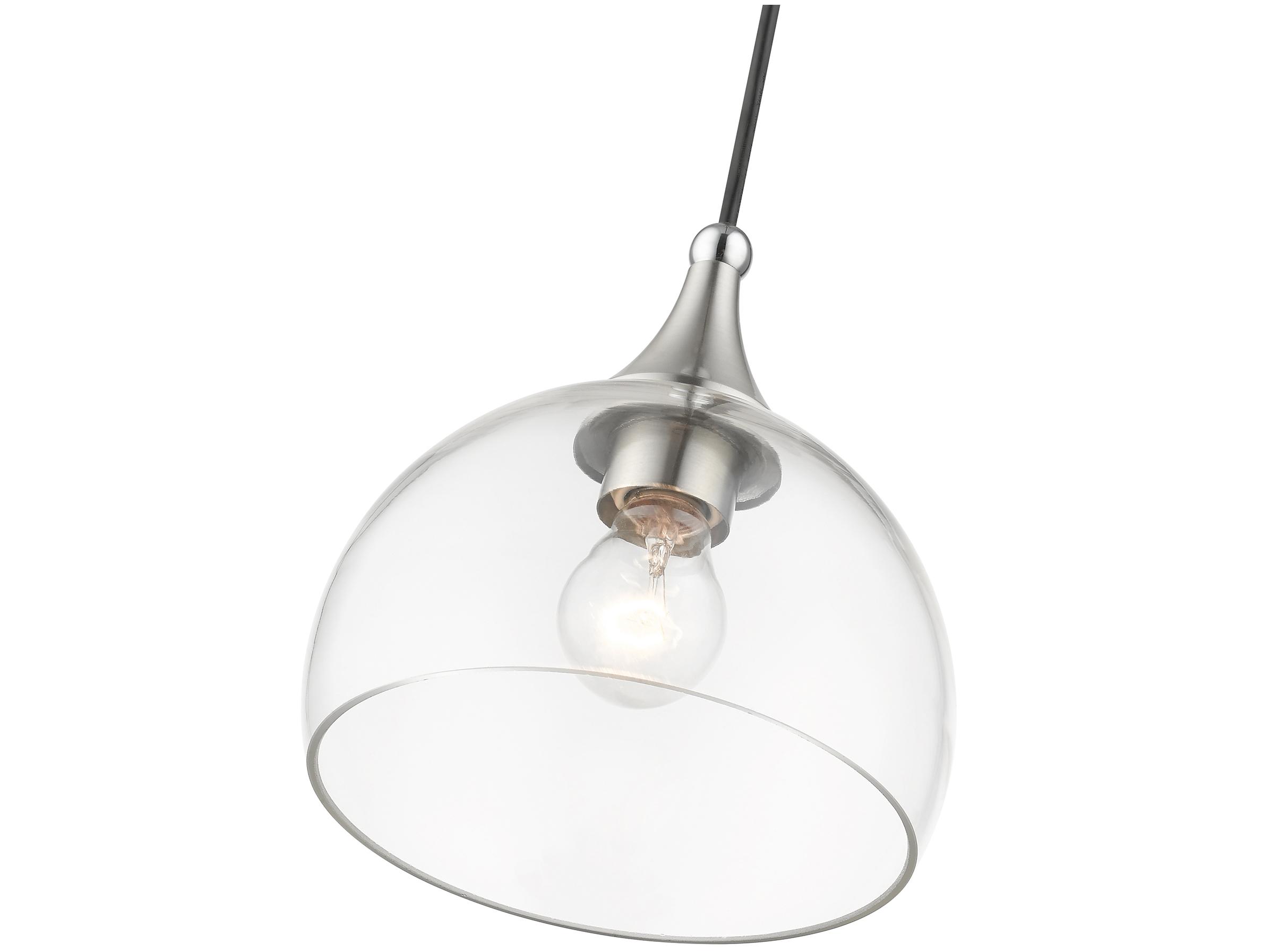 Livex Lighting Glendon 1-Light Brushed Nickel Polished Chrome Glass Dome Mini Pendant