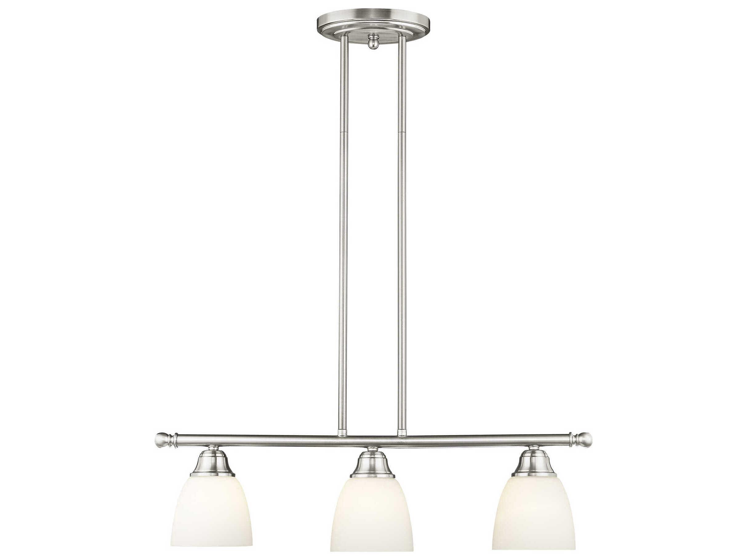 Livex Lighting Somerville 3-Light Brushed Nickel Glass Bell Island Pendant