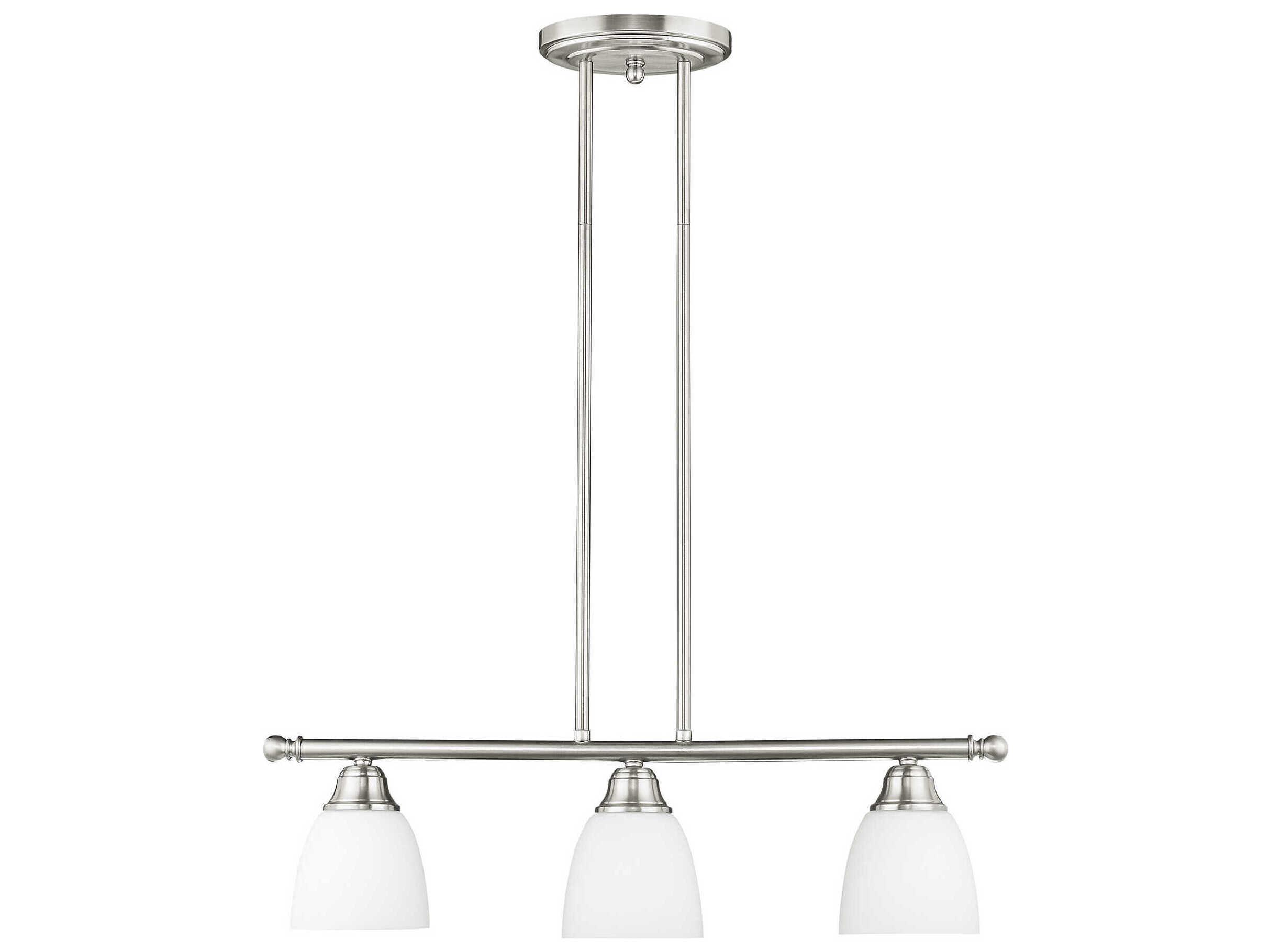 Livex Lighting Somerville 3-Light Brushed Nickel Glass Bell Island Pendant