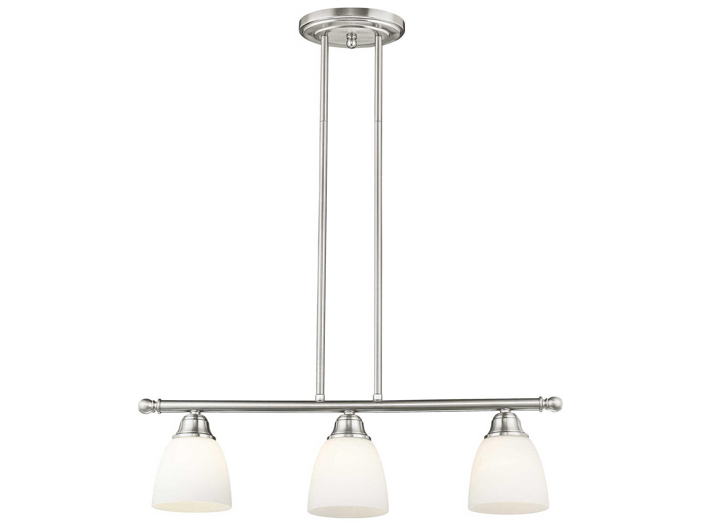 Livex Lighting Somerville 3-Light Brushed Nickel Glass Bell Island Pendant