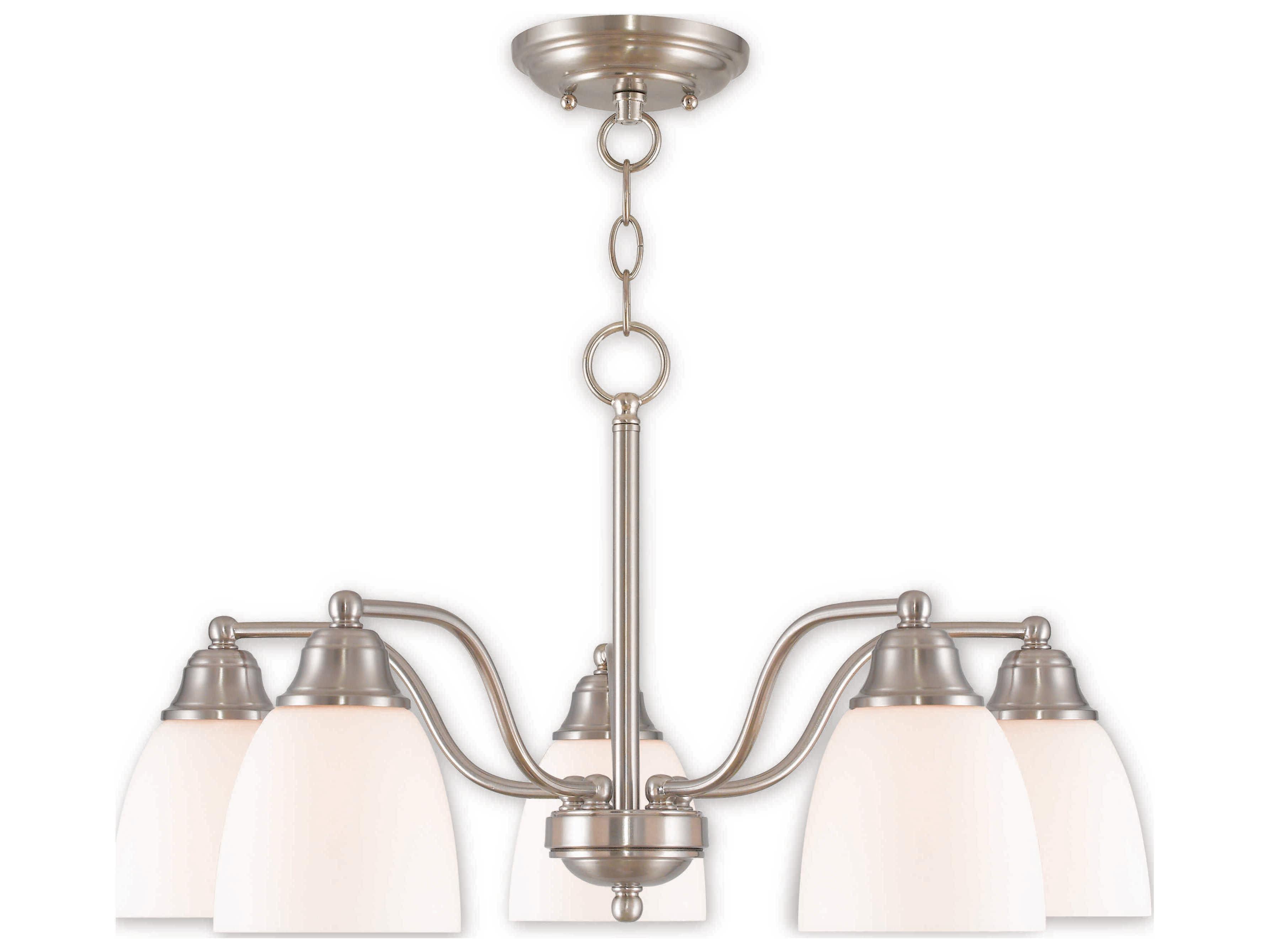 Livex Lighting Somerville 5-Light Brushed Nickel Glass Bell Chandelier