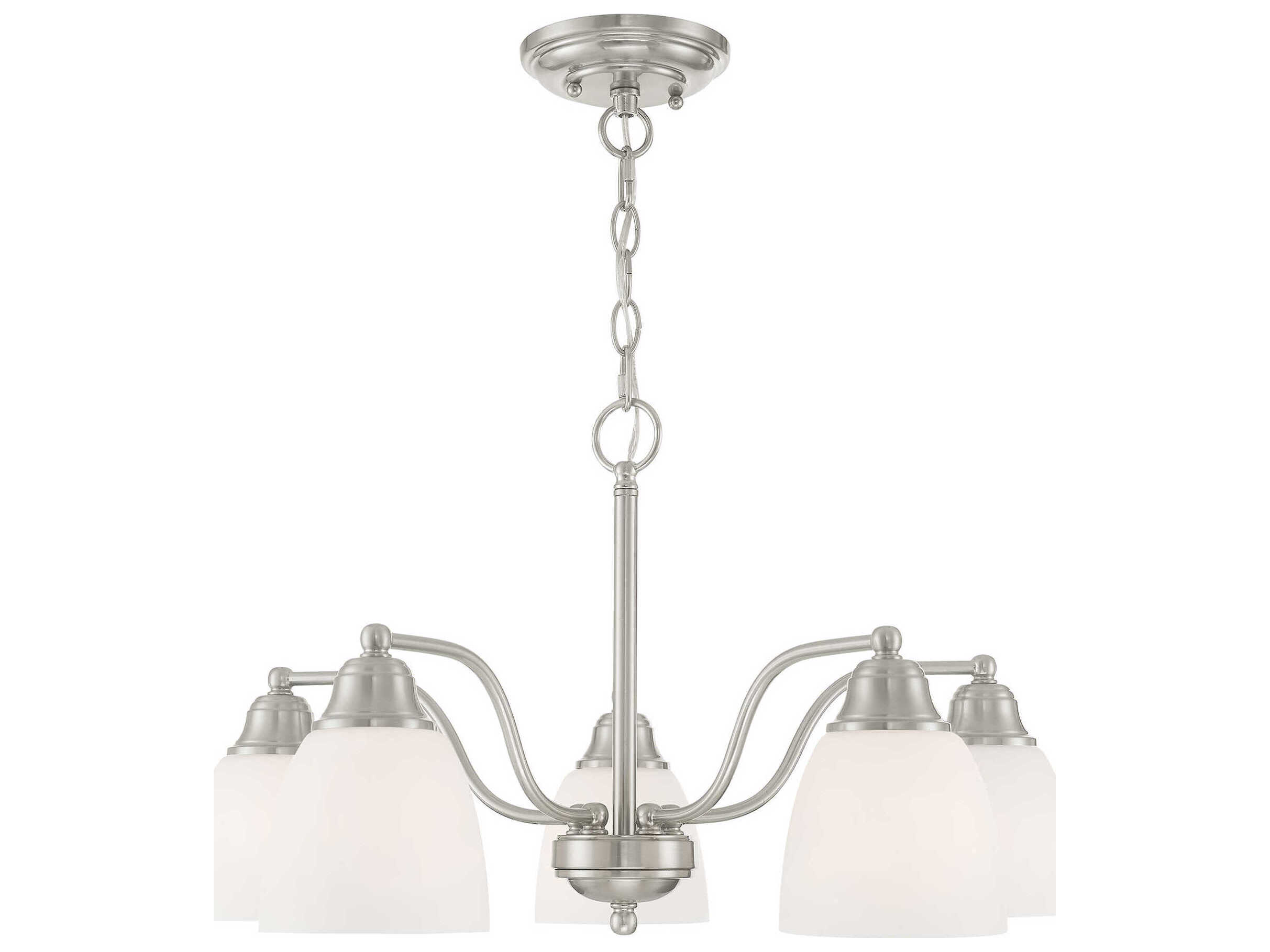Livex Lighting Somerville 5-Light Brushed Nickel Glass Bell Chandelier