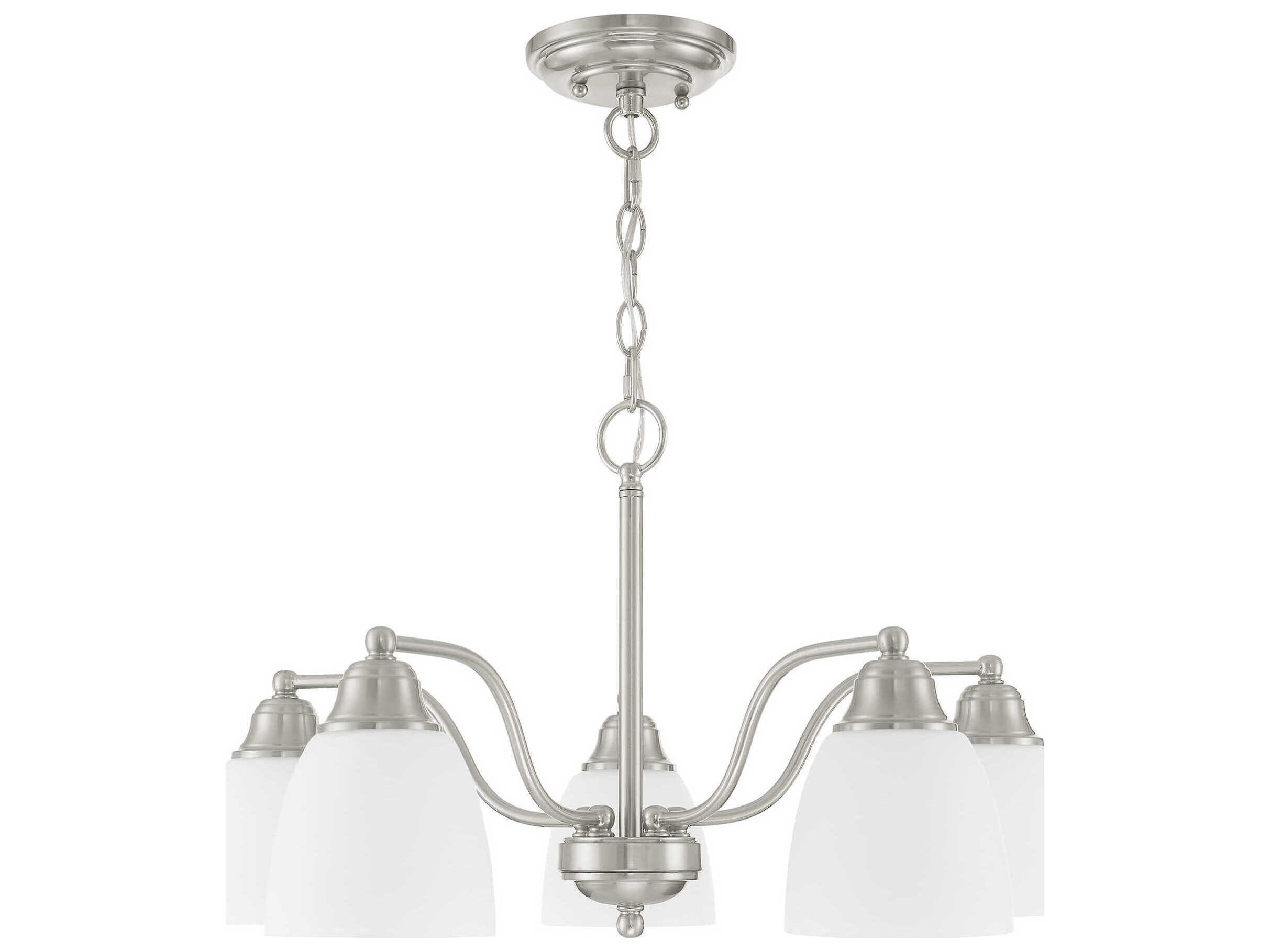 Livex Lighting Somerville 5-Light Brushed Nickel Glass Bell Chandelier