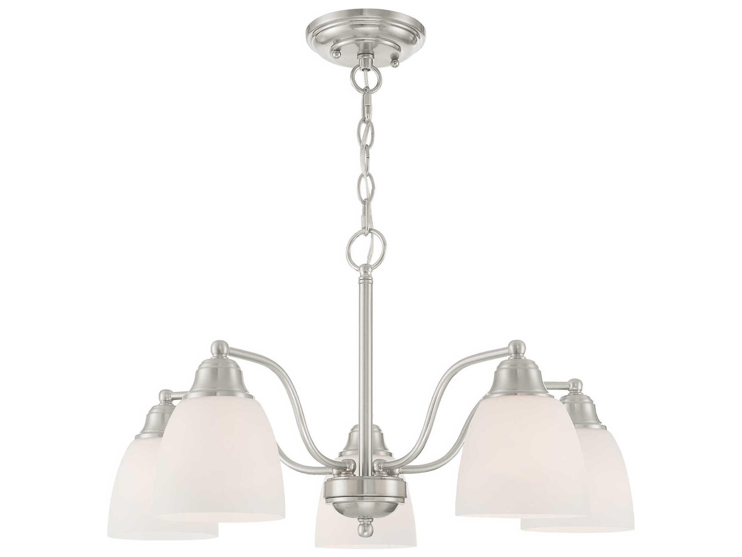 Livex Lighting Somerville 5-Light Brushed Nickel Glass Bell Chandelier