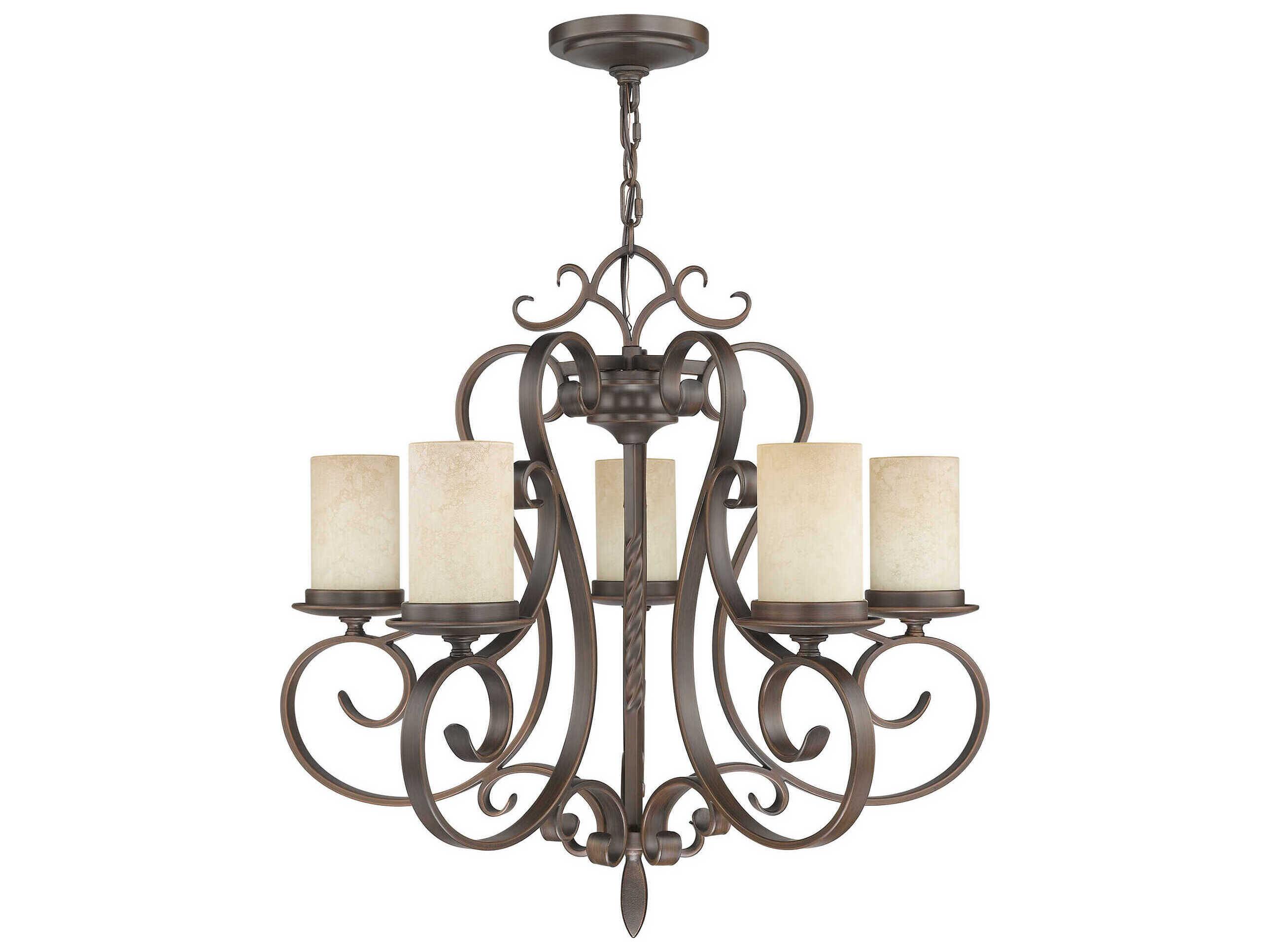 Livex Lighting Millburn Manor 5-Light Imperial Bronze Glass Cylinder Chandelier