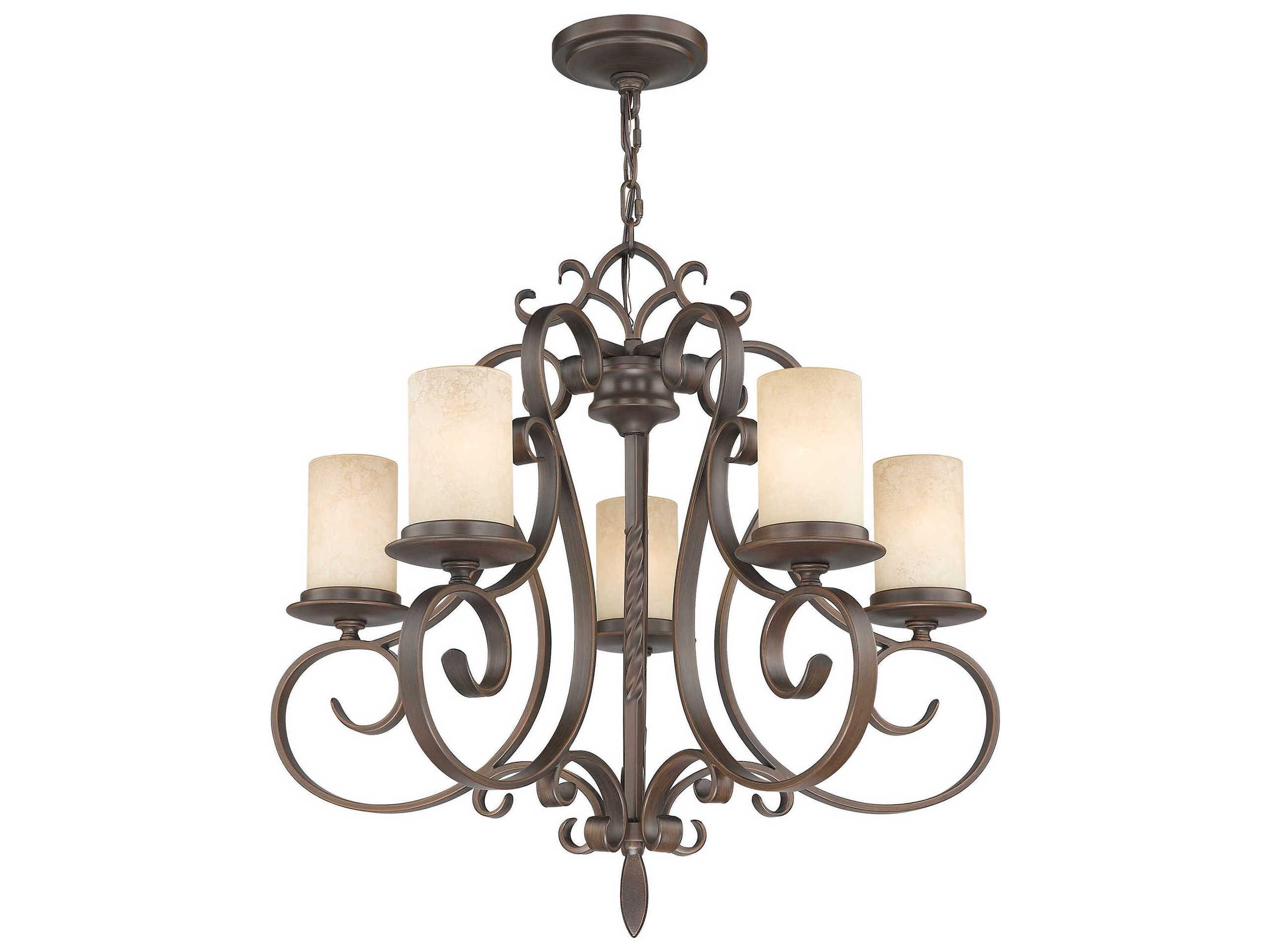 Livex Lighting Millburn Manor 5-Light Imperial Bronze Glass Cylinder Chandelier