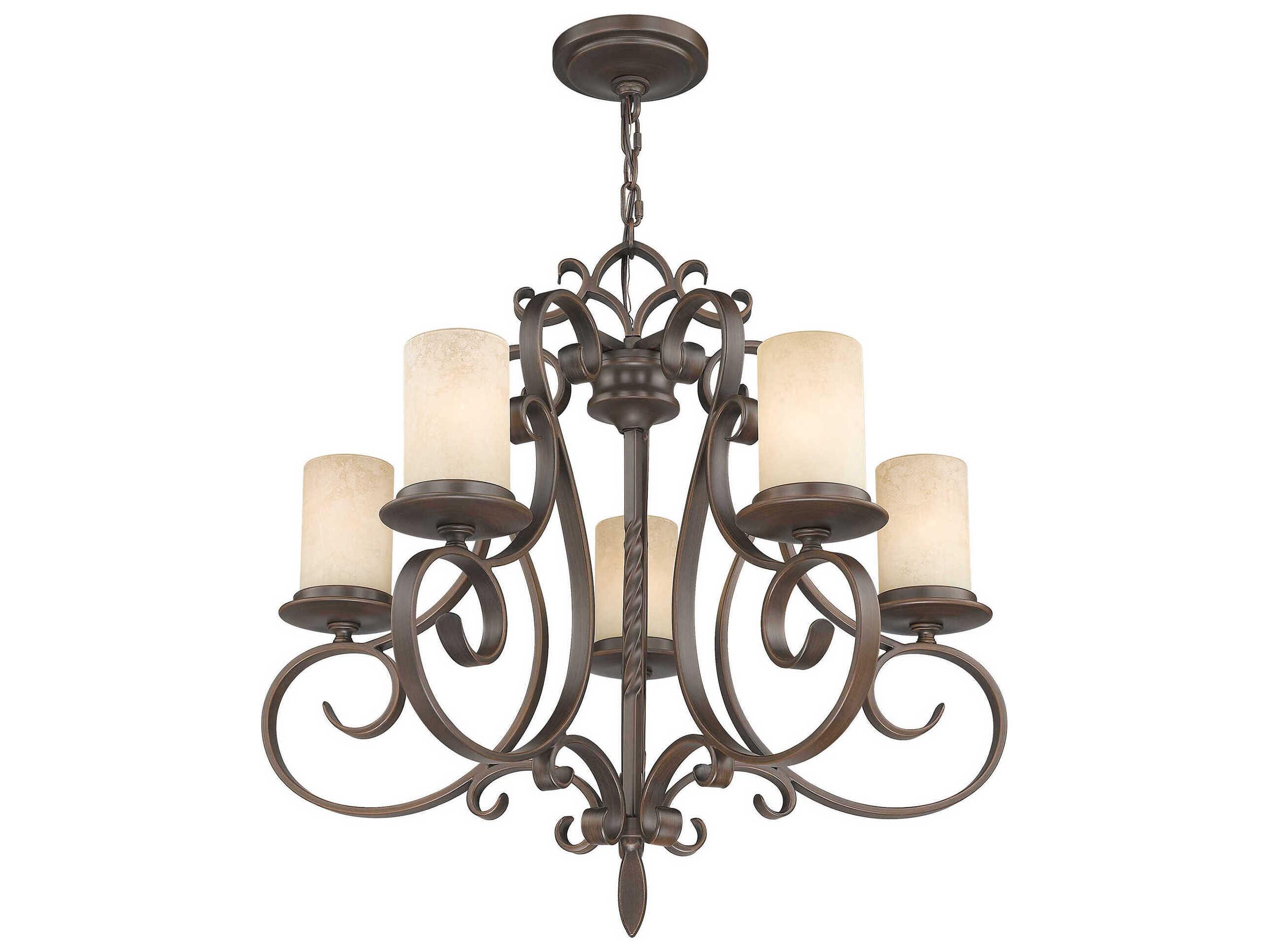 Livex Lighting Millburn Manor 5-Light Imperial Bronze Glass Cylinder Chandelier