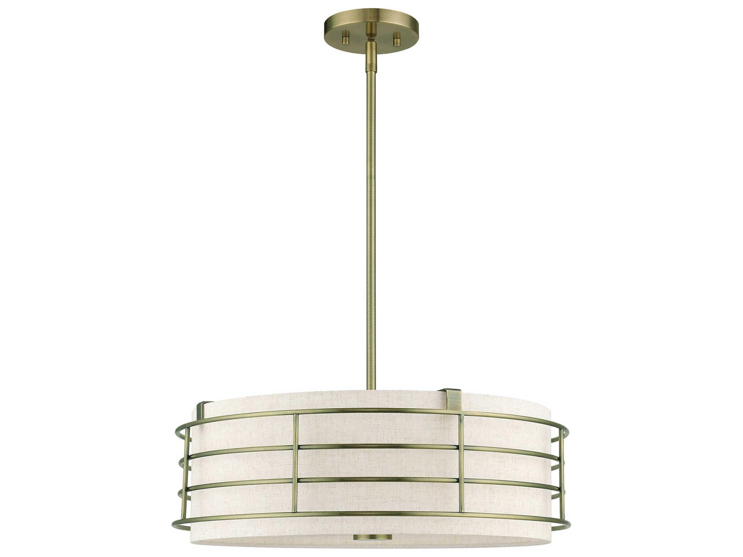 Livex Lighting Blanchard 4-Light Antique Brass Drum Pendant