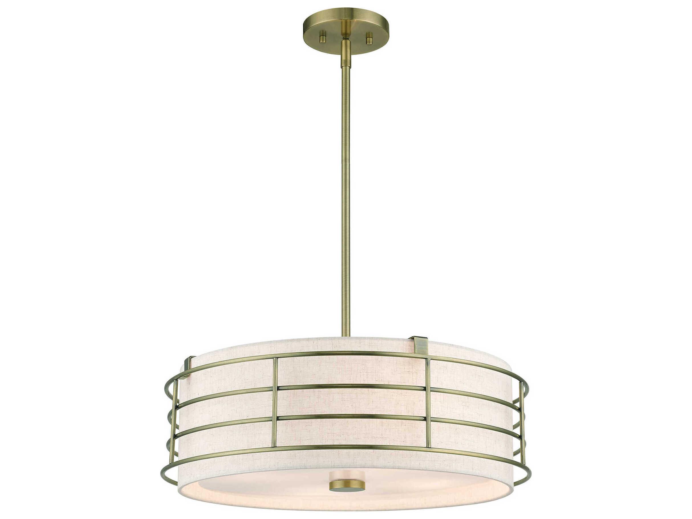 Livex Lighting Blanchard 4-Light Antique Brass Drum Pendant
