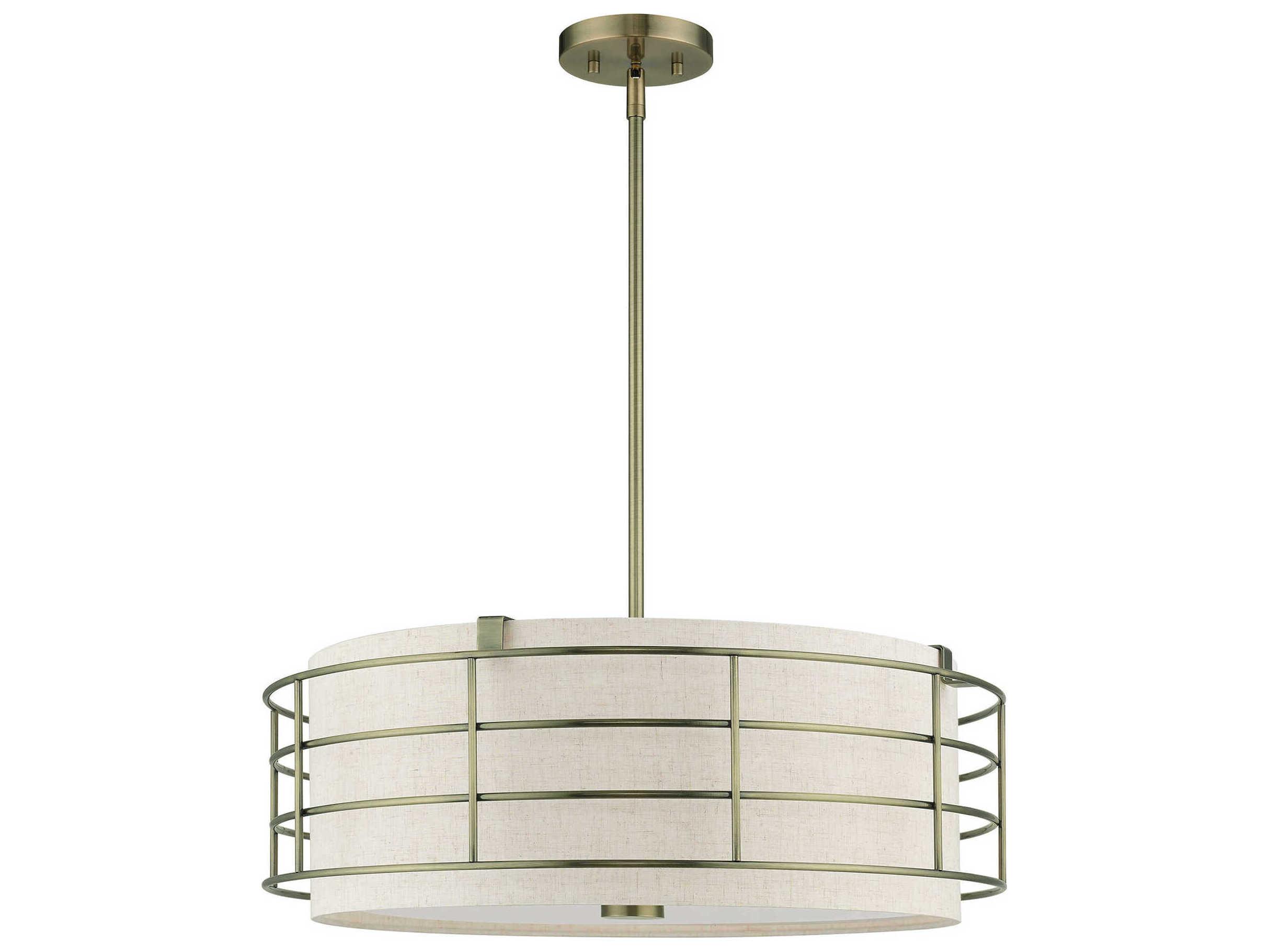 Livex Lighting Blanchard 5-Light Antique Brass Drum Pendant