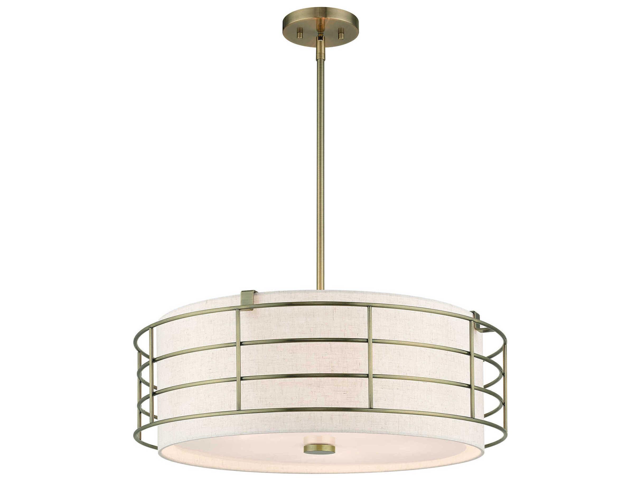 Livex Lighting Blanchard 5-Light Antique Brass Drum Pendant