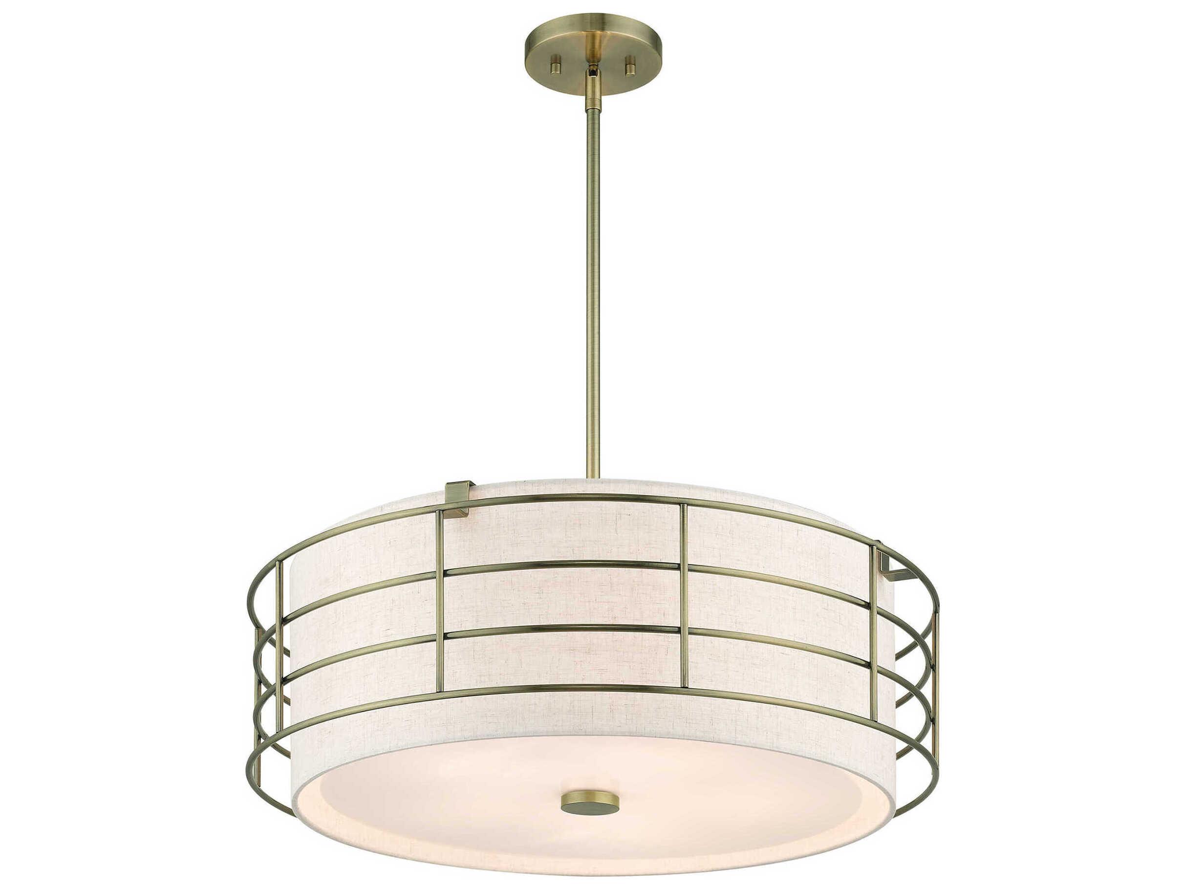 Livex Lighting Blanchard 5-Light Antique Brass Drum Pendant