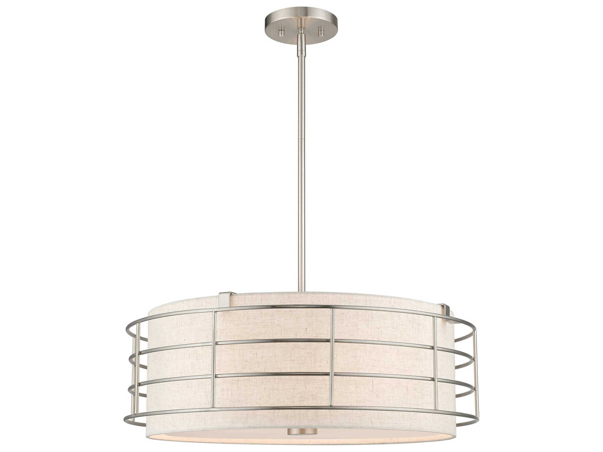 Livex Lighting Blanchard 5-Light Brushed Nickel Drum Pendant