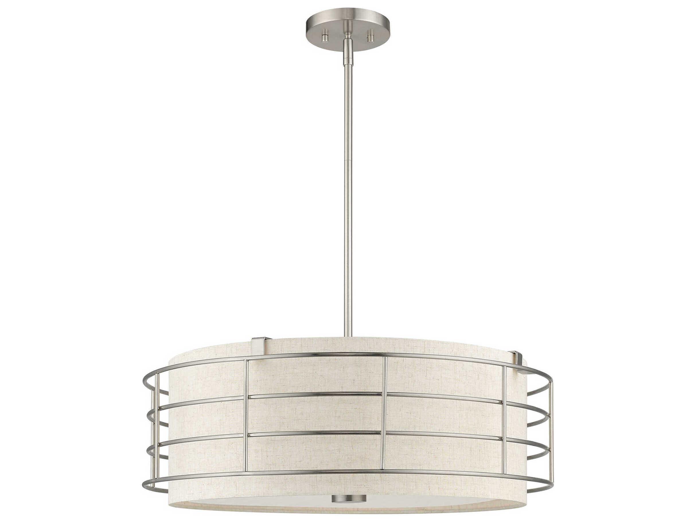 Livex Lighting Blanchard 5-Light Brushed Nickel Drum Pendant
