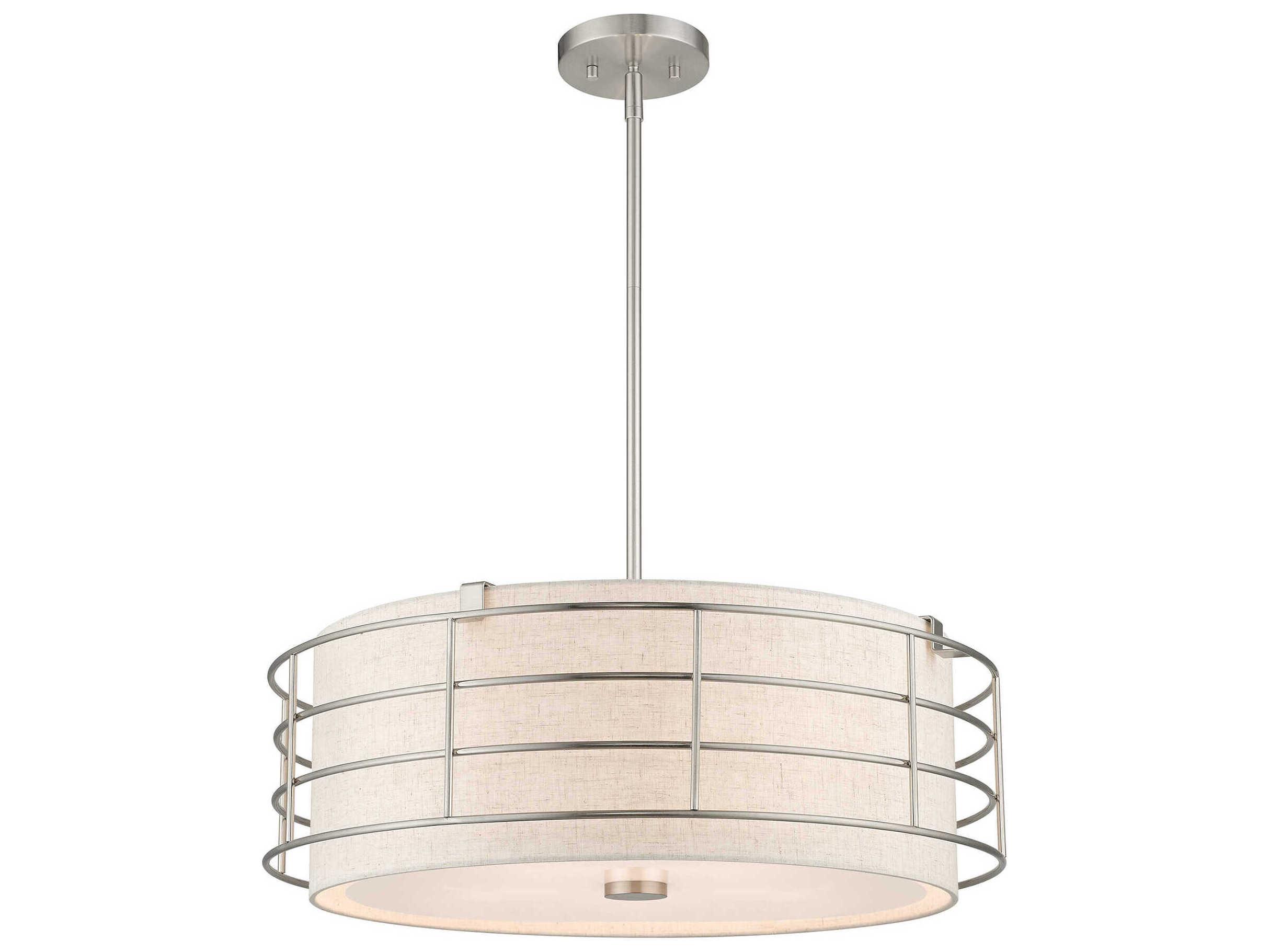 Livex Lighting Blanchard 5-Light Brushed Nickel Drum Pendant