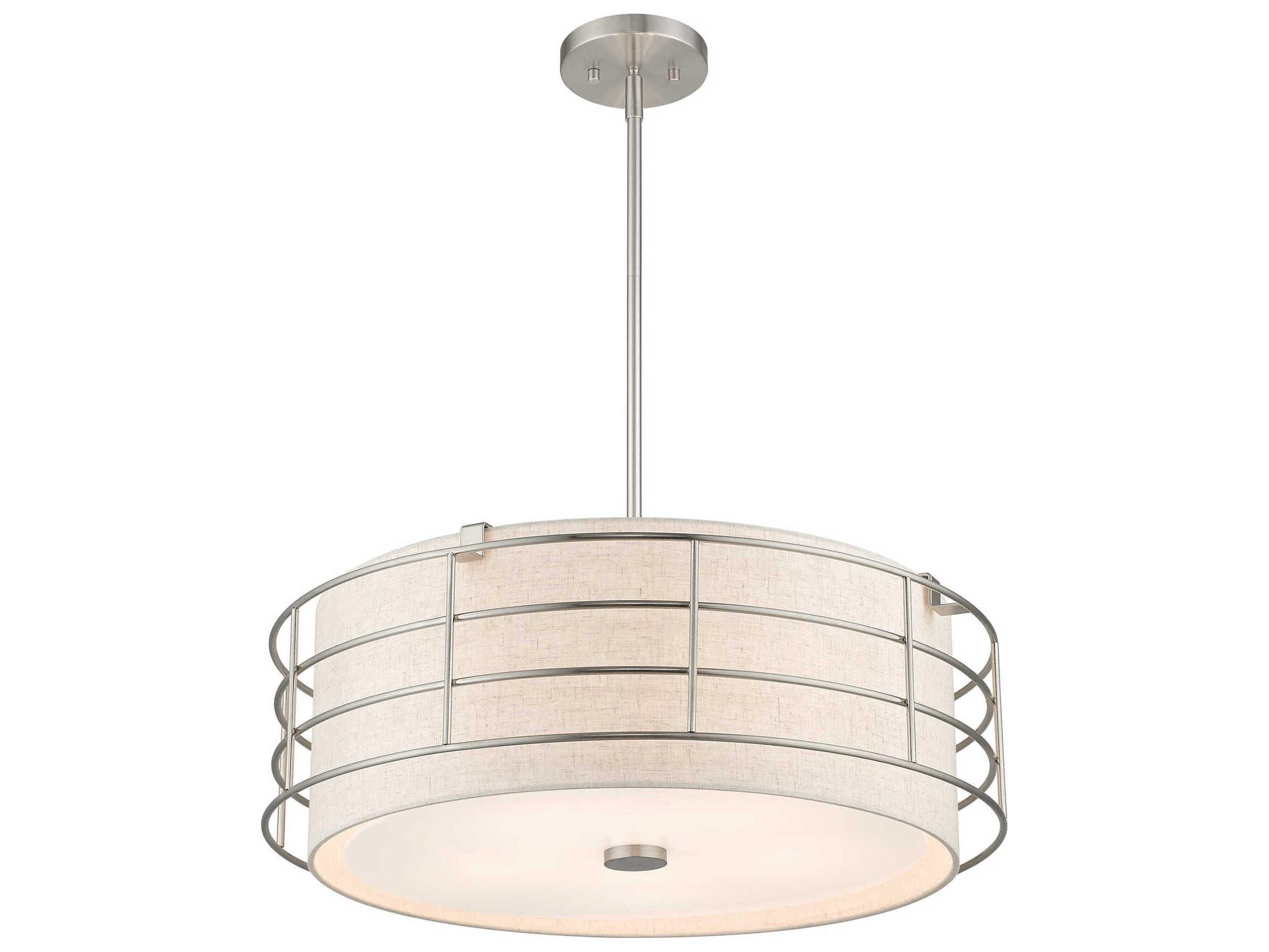 Livex Lighting Blanchard 5-Light Brushed Nickel Drum Pendant