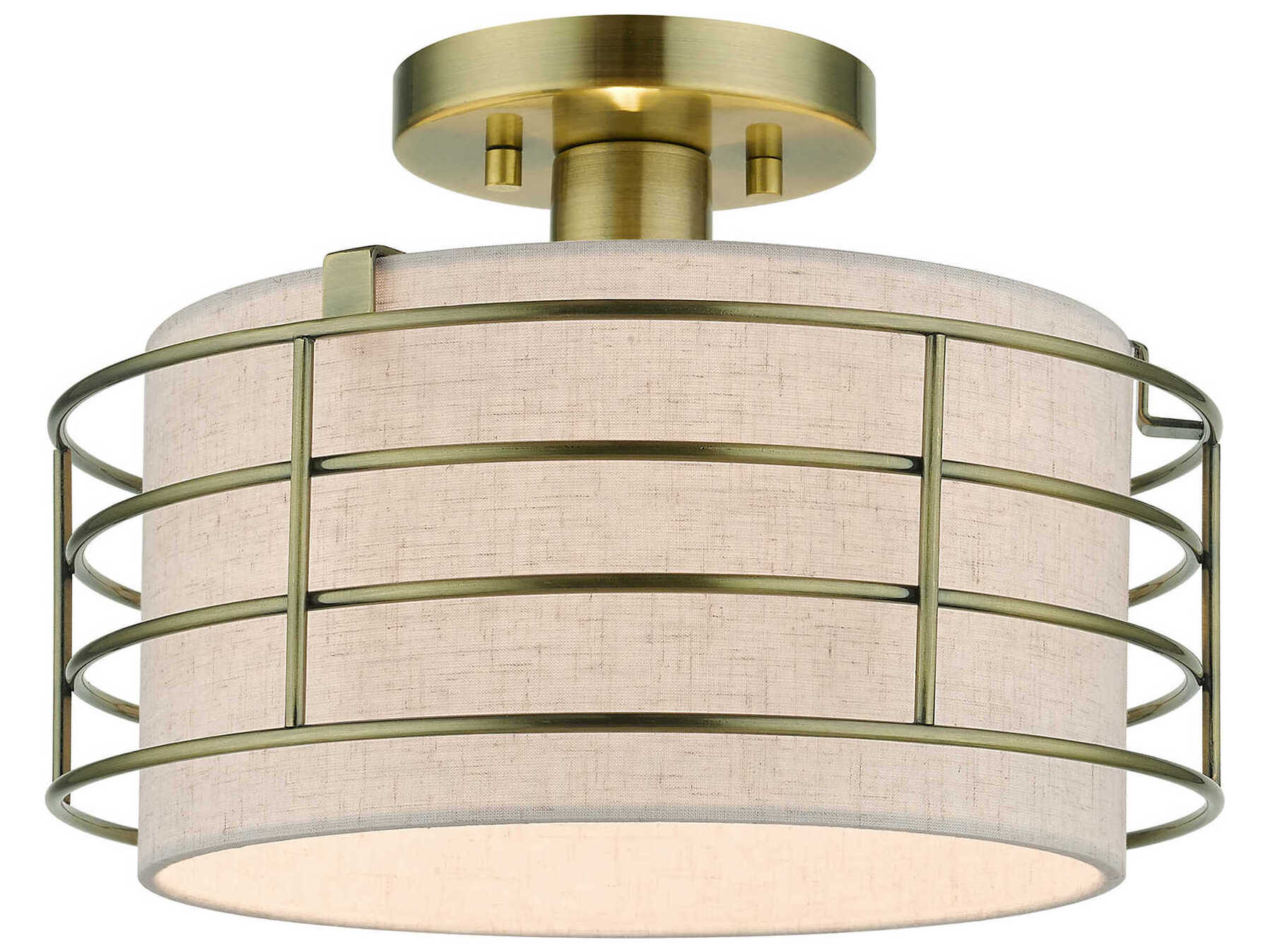 Livex Lighting Blanchard 1-Light Antique Brass Drum Semi Flush Mount